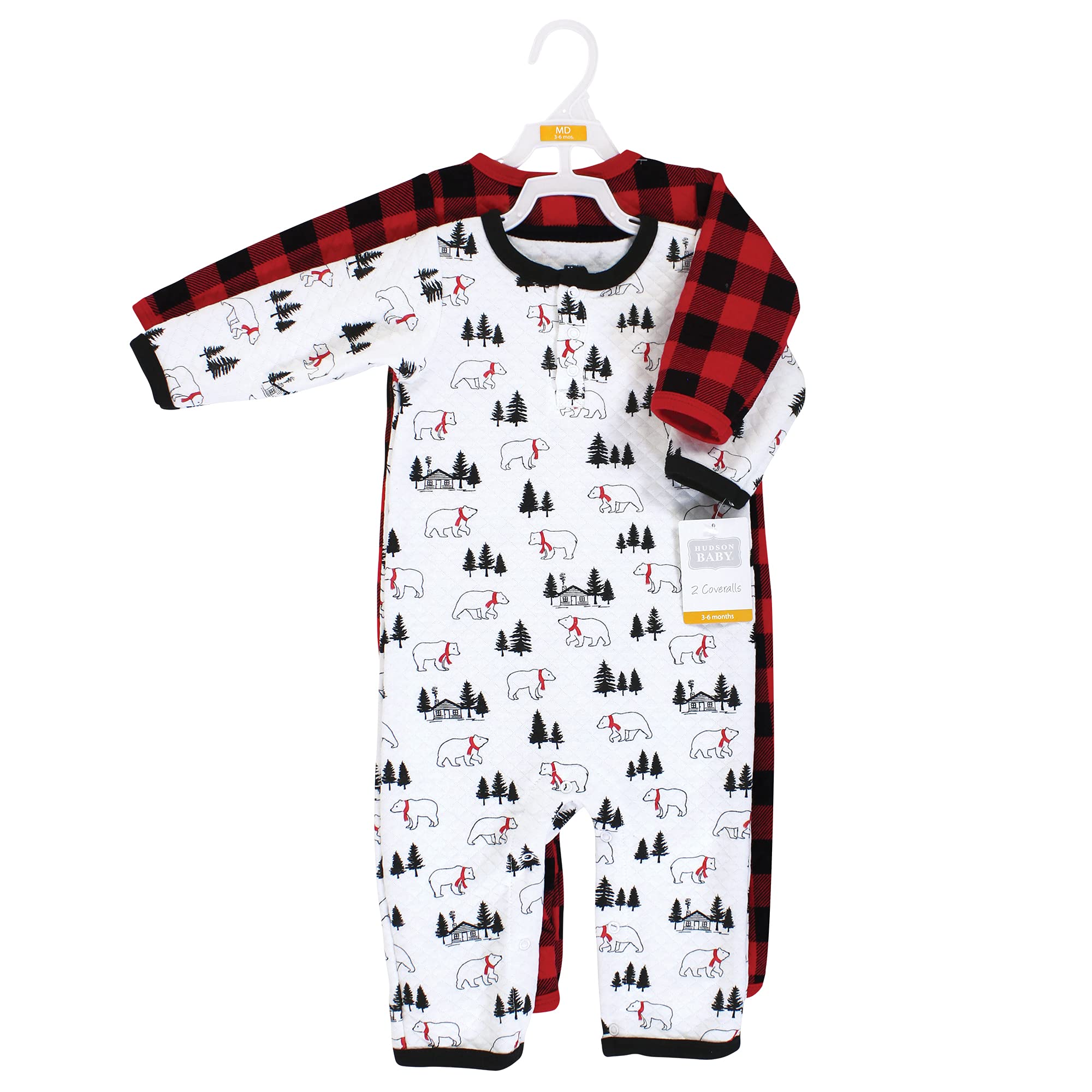 Hudson Baby Unisex Premium Quilted Coveralls - Soft Warm Winter Outfit for Newborns & Toddlers - Perfect for Outdoor Playdates, Park Visits & Family Photos