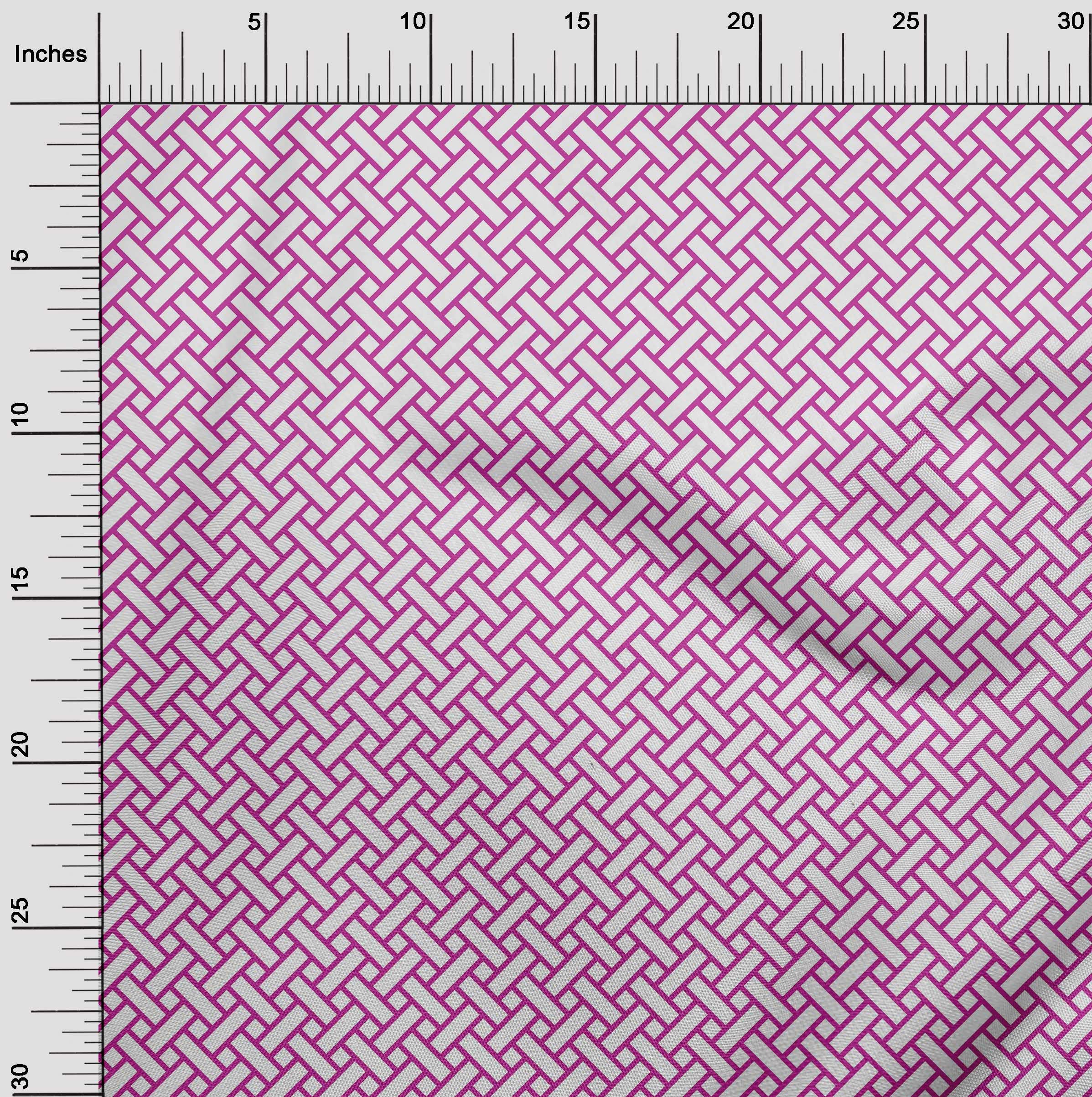 oneOone Georgette Viscose Fuchsia Pink Geometric Print Fabric by The Yard - 42 Inch Wide Dress Material for Summer Dresses, Blouses & Scarves