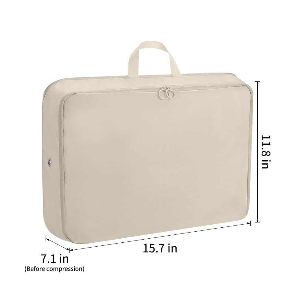 Extra Large Compression Packing Cubes for Travel - 2 Pack Expandable Storage Bags, Luggage Organizers for Suitcases & Backpacks | Space-Saving Travel Accessories for Vacations & Business Trips (Beige)