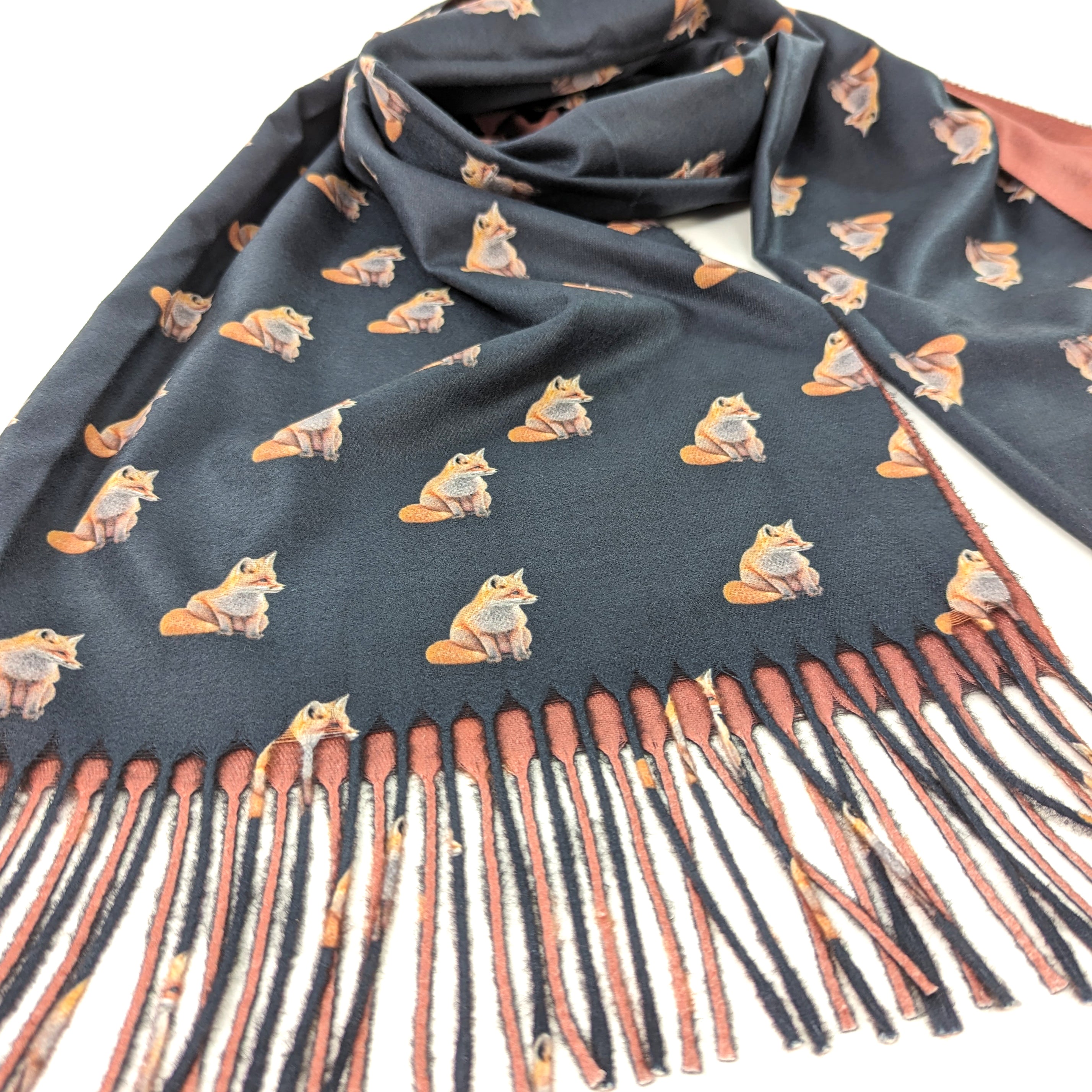 Midnight Fox Pashmina Style Scarf - Premium Soft Cashmere Blend Shawl Wrap for Women | Exclusive Designer Pattern | Perfect for Evening Events, Weddings & Winter Fashion