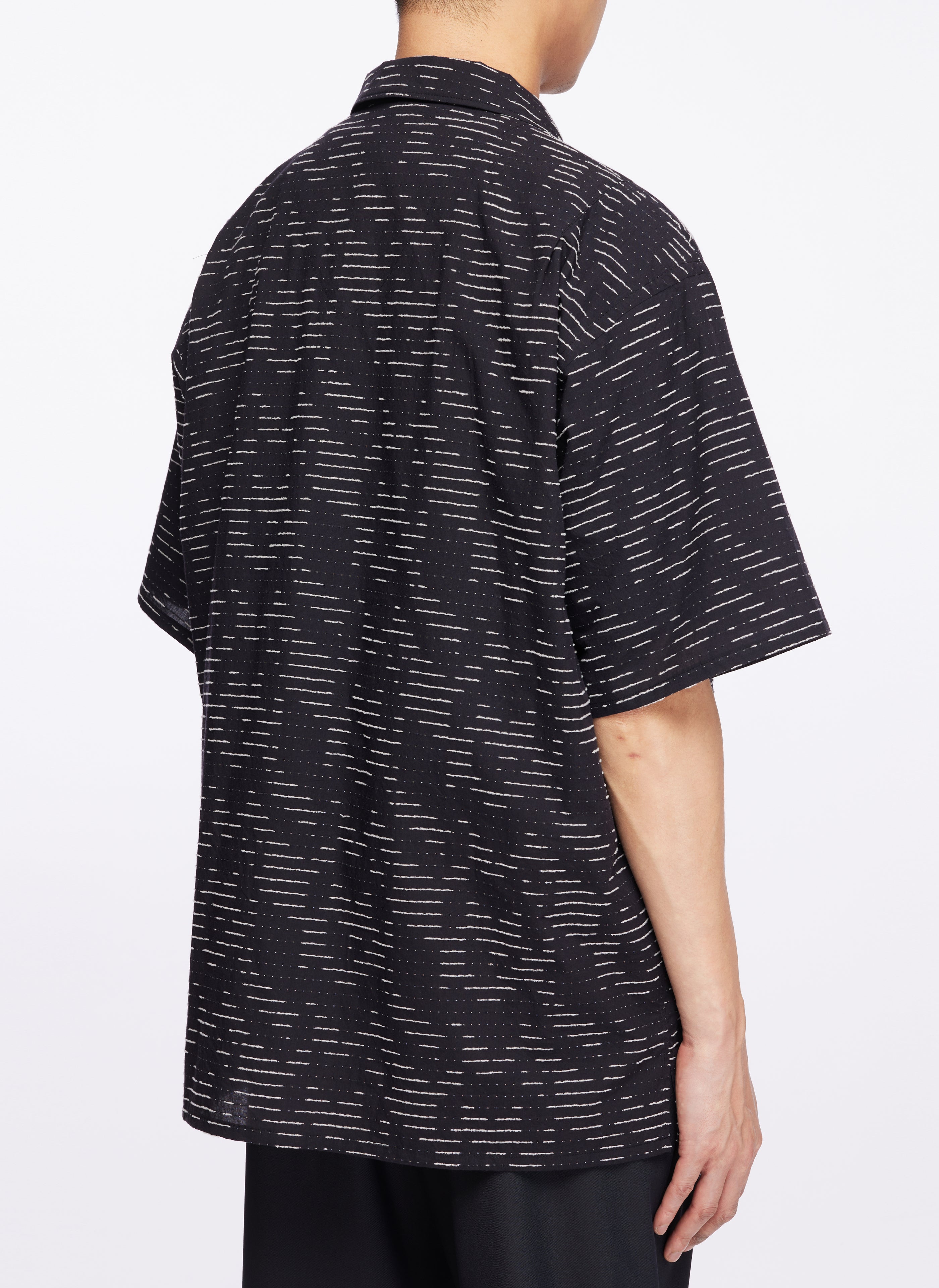 Premium Albini Cotton Jacquard Short Sleeve Open Collar Shirt for Men - Breathable Summer Casual Wear for Office & Outdoor Activities