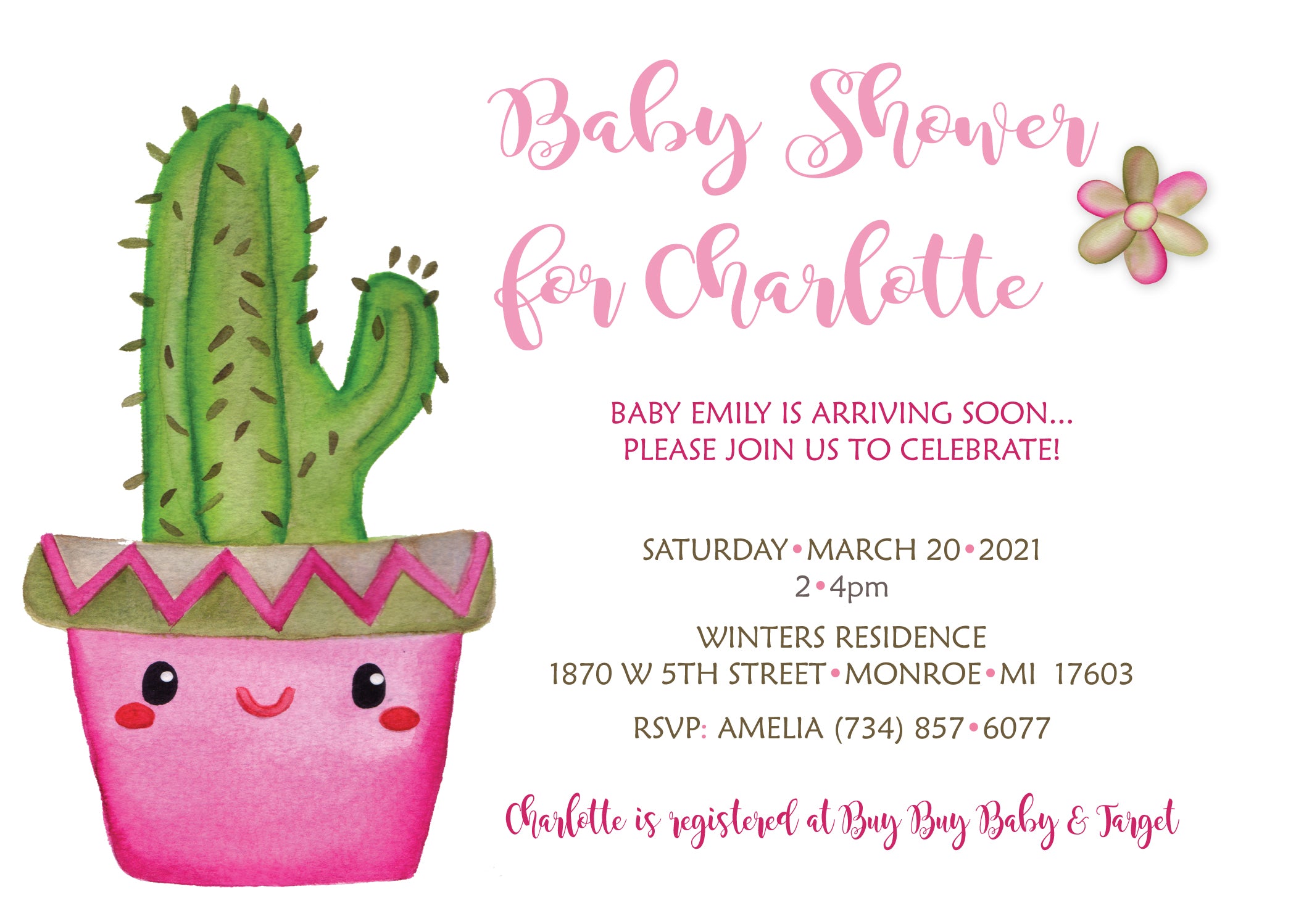 Adorable Cactus Baby Shower Invitations for Girls - Perfect for Gender Reveal, Birthday Party & Nursery Decorations