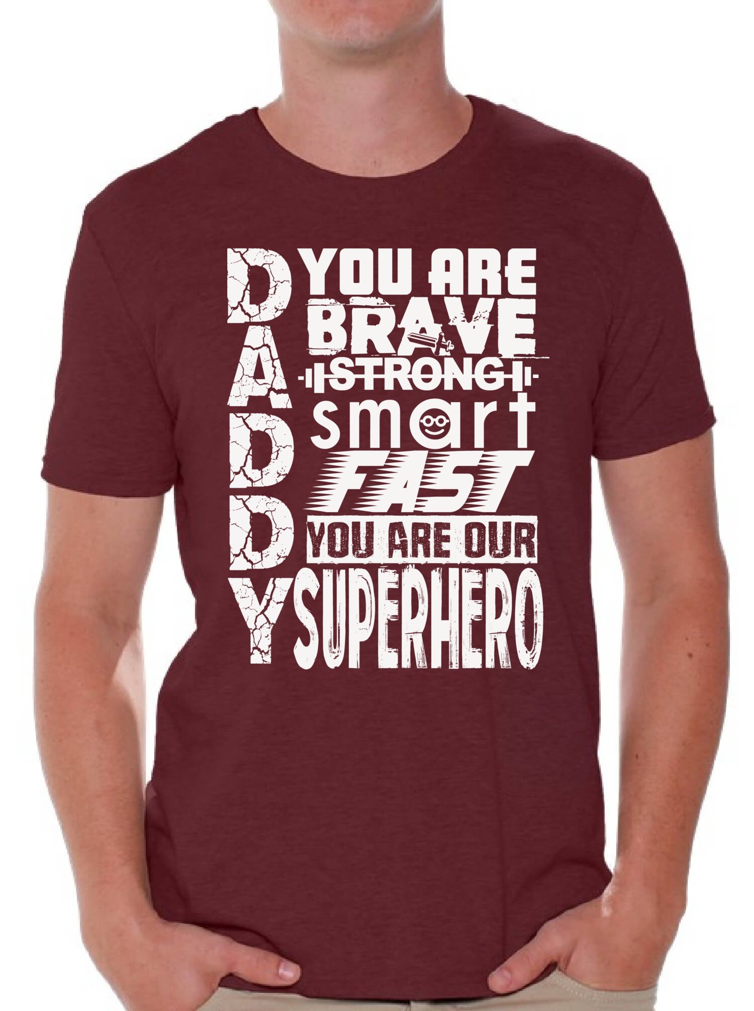 Funny Daddy Superhero T-Shirt - White Cotton Graphic Tee for Father's Day Gifts | Perfect for Dads Who Love Comics & Superheroes | Great for Birthday Parties, Father-Son Bonding & Casual Wear