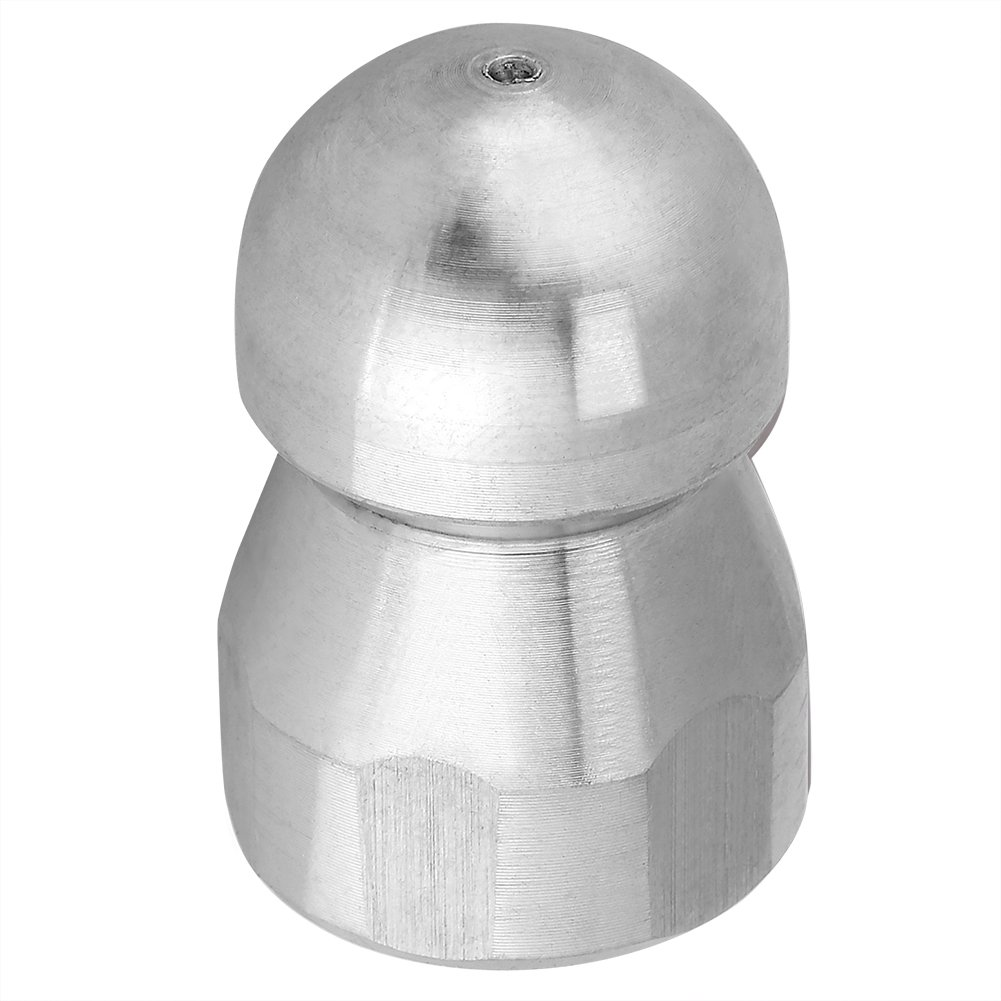 Stainless Steel 3/8 Inch Sewer Jetter Nozzle Kit with Hydro Jet, Random Flow & Button Sealing - 4000 PSI Drain Cleaning Tool for Home Plumbing, Commercial Use & Industrial Pipe Maintenance (1, Silver)