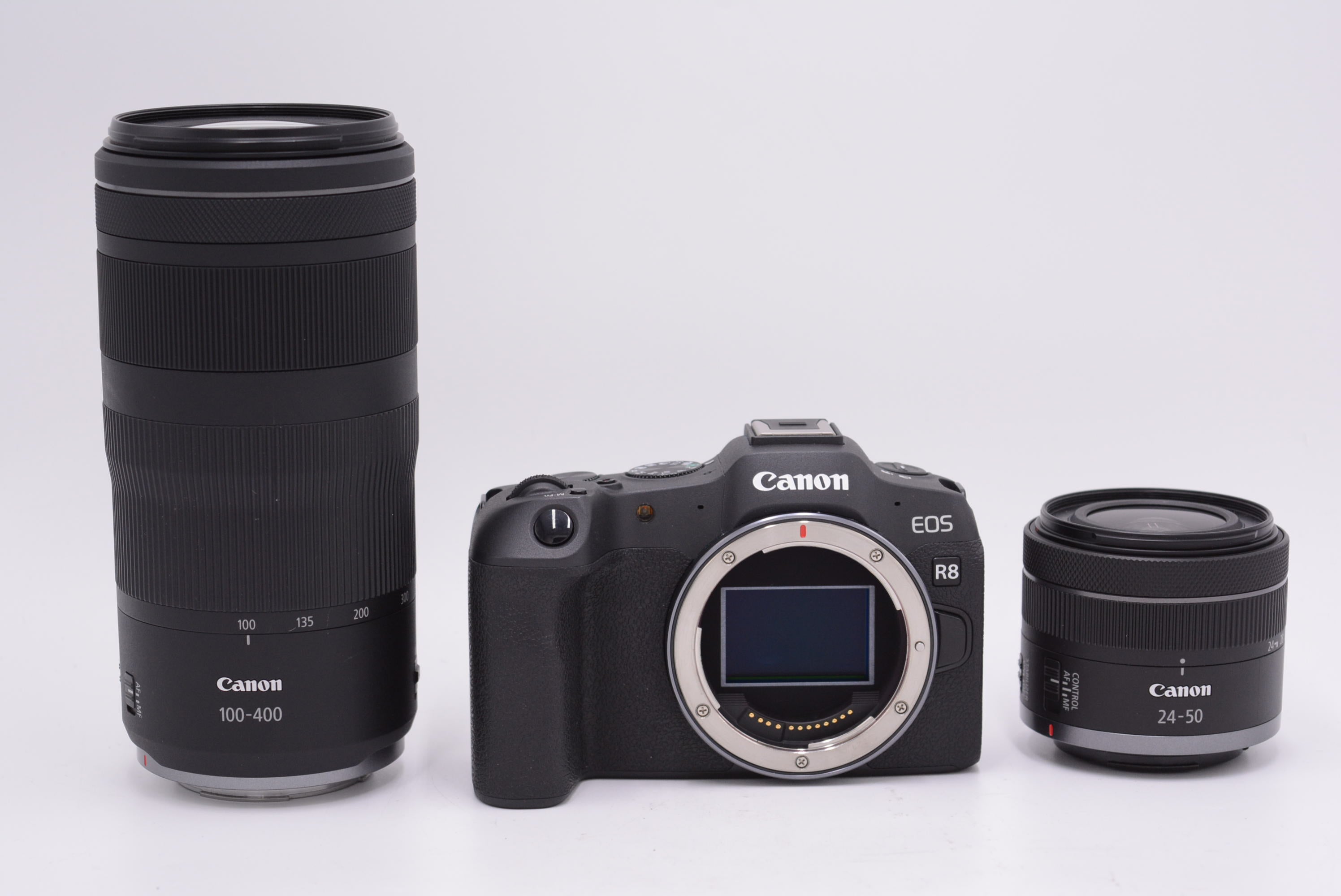 Canon EOS R8 Mirrorless Camera Bundle with RF24-50mm F4.5-6.3 IS STM & RF100-400mm F5.6-8 IS USM Lenses (Used) - Perfect for Travel, Wildlife Photography and Vlogging