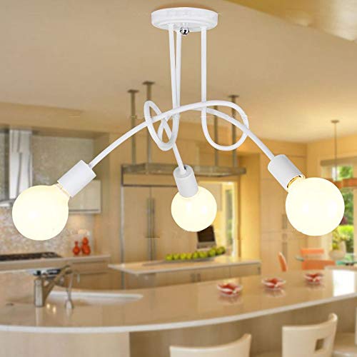 Modern Minimalist 3-Head Ceiling Light Fixture - White Metal Chandelier for Bedroom, Study Room, Kids & Teens Room - Perfect for Girls & Boys Dorm Decor, Cozy Reading Nook Lighting