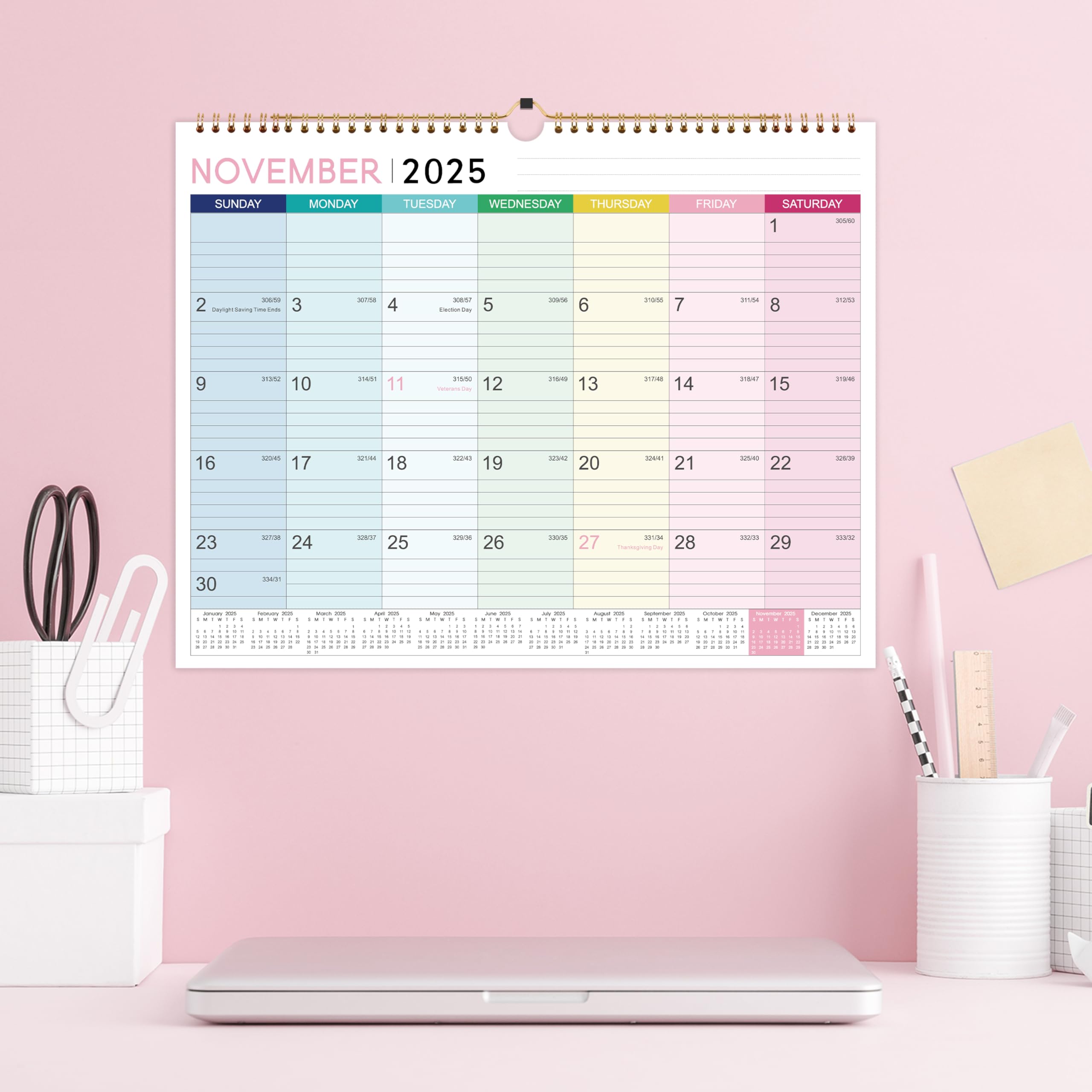 2025-2026 Wall Calendar with Hanging Hook | 18-Month Planner from March 2025 to August 2026 | Thick Paper 15
