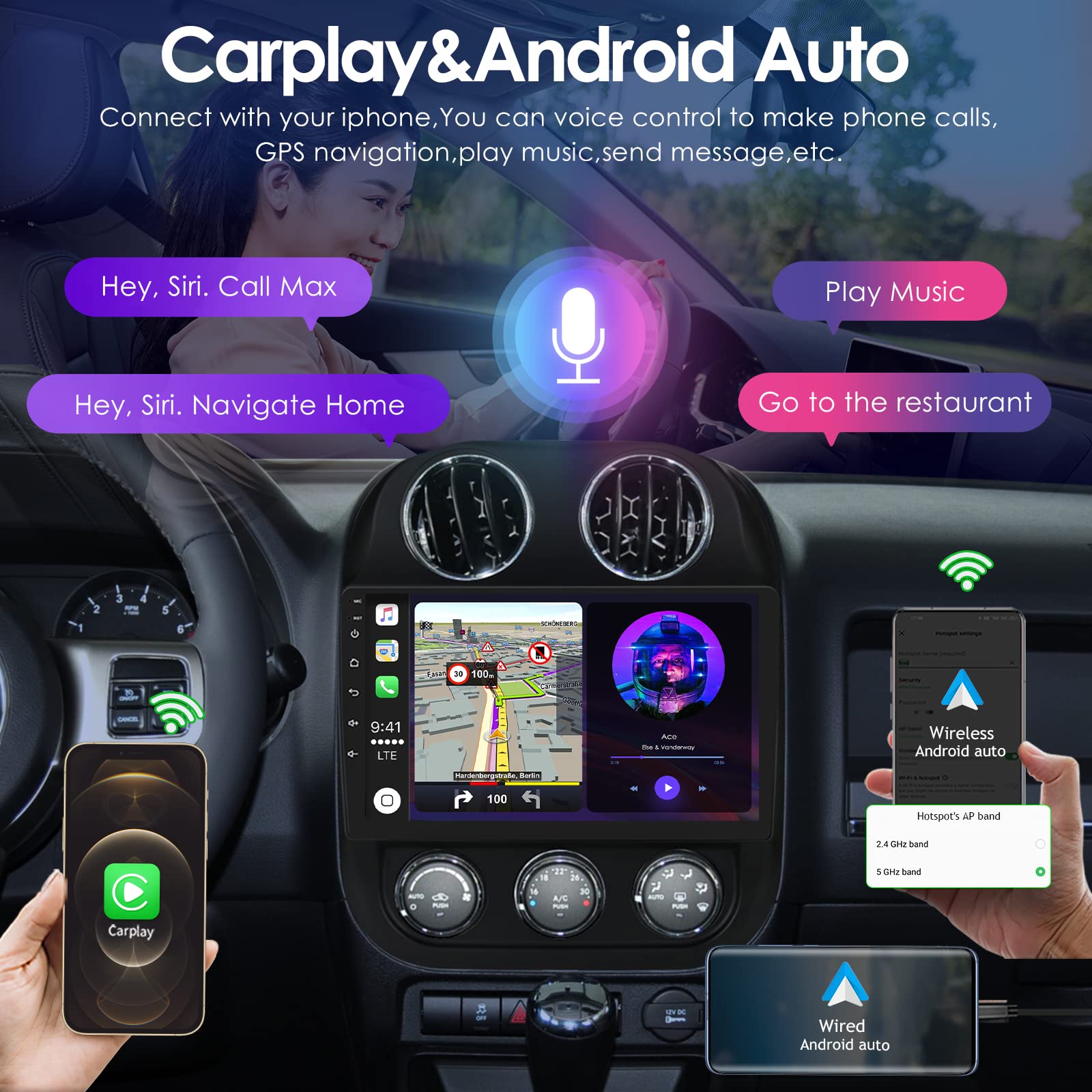 8 Core 4GB RAM Android 12 Car Stereo for Jeep Compass & Patriot 2011-2017 | 10.1