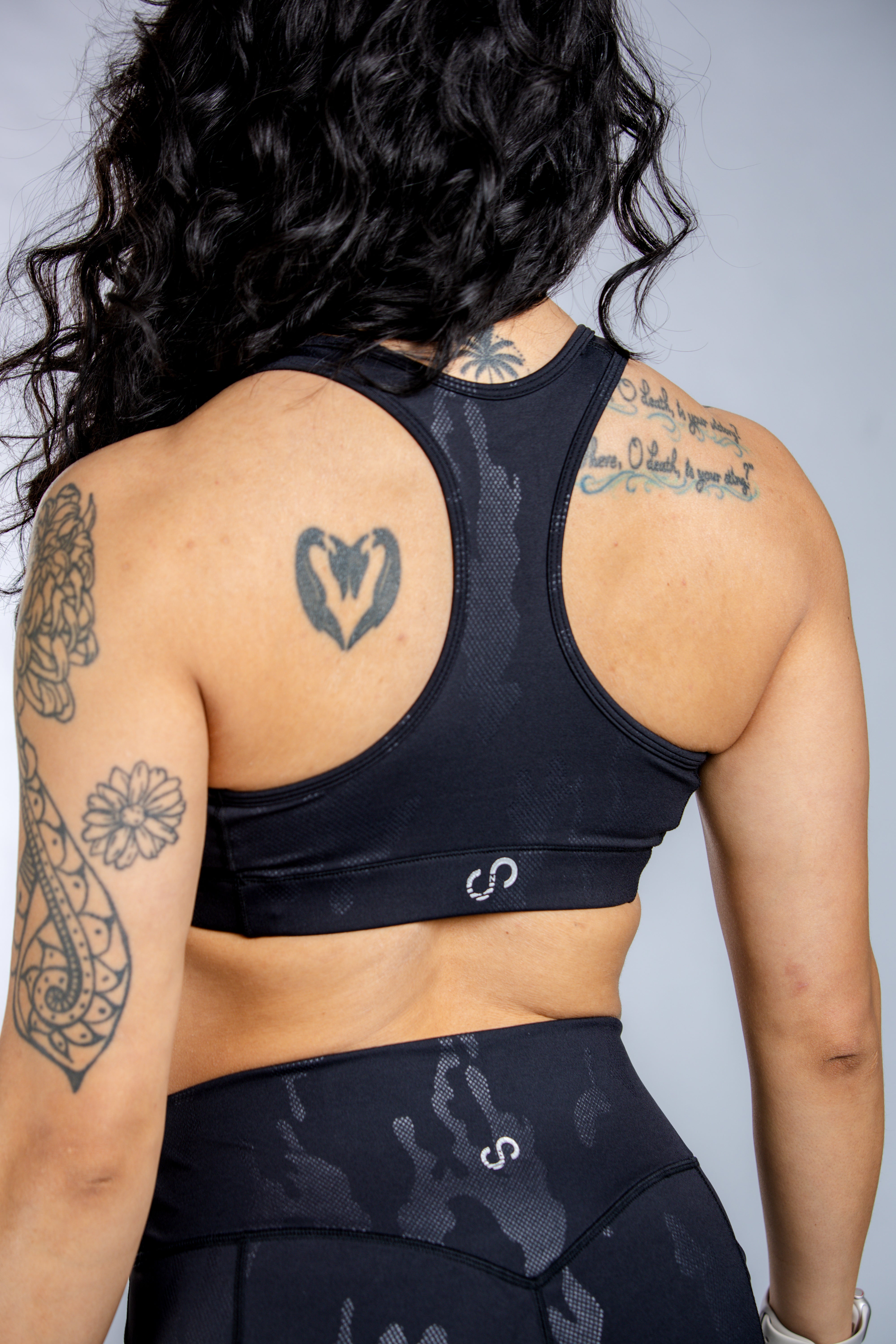 Empowered High Support Sports Bra | Black Camo Print | Workout, Running, Yoga & Gym Essentials for Women