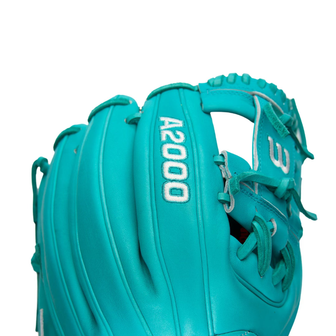 Wilson A2000 1786 Mahi 11.5 Inch Infield Baseball Glove - Premium Leather Teal & White - Perfect for Infield Practice, Games & Training