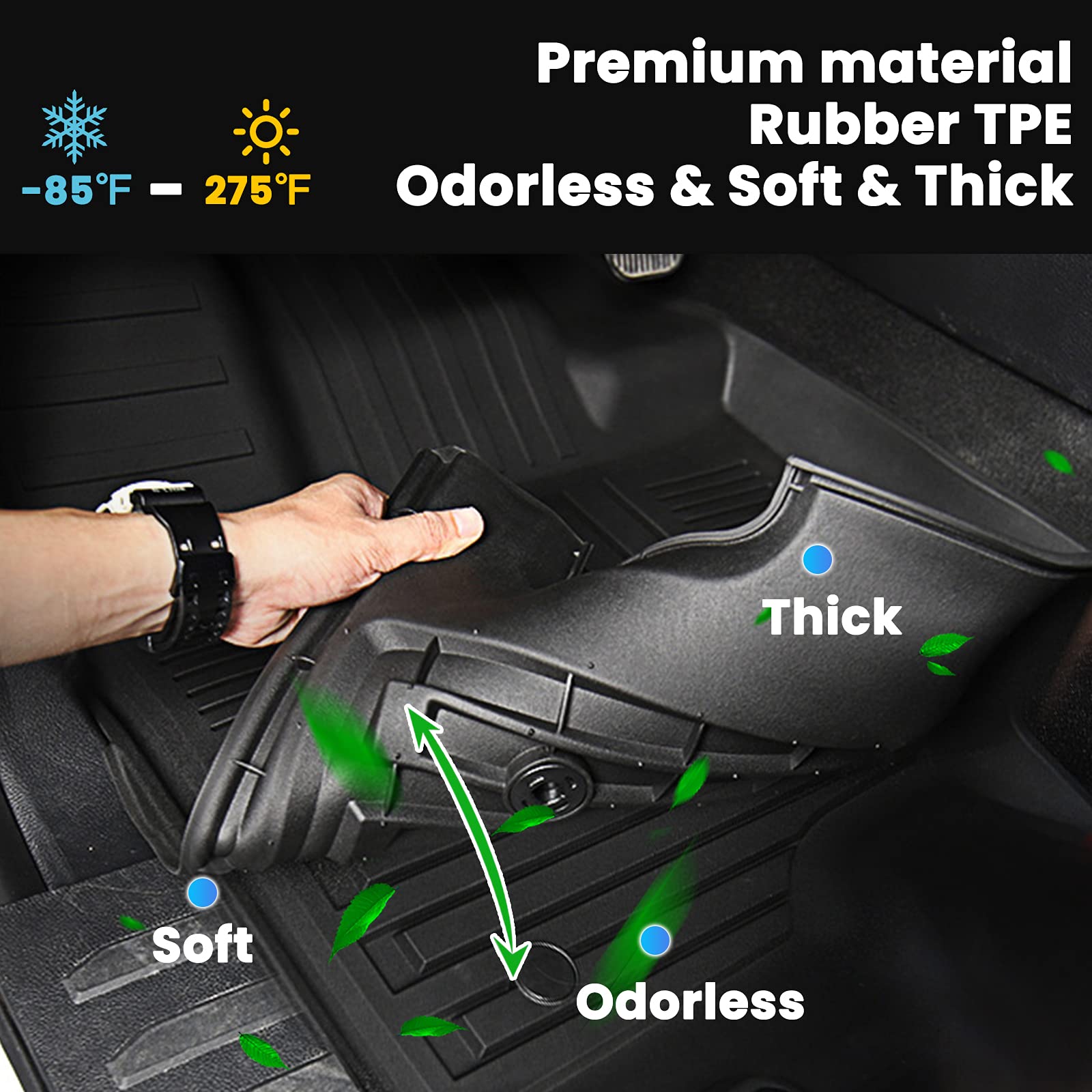 AUXKO Custom Fit All Weather Floor Mats for Honda Civic 2022-2025 & Acura Integra 2023-2025 | Sedan/Hatchback/Si Models | Heavy Duty Anti-Slip Car Floor Liners | Perfect for Daily Commute, Road Trips and All-Season Protection
