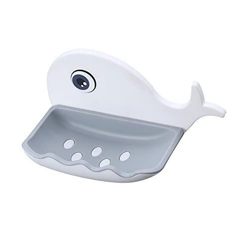 White Wall Mounted Soap Dish with Drain - Bathroom & Kitchen Soap Holder, Sponge Storage Rack, Organizer for Shower, Sink, Countertop - Durable Plastic Soap Box for Home, RV, Apartment
