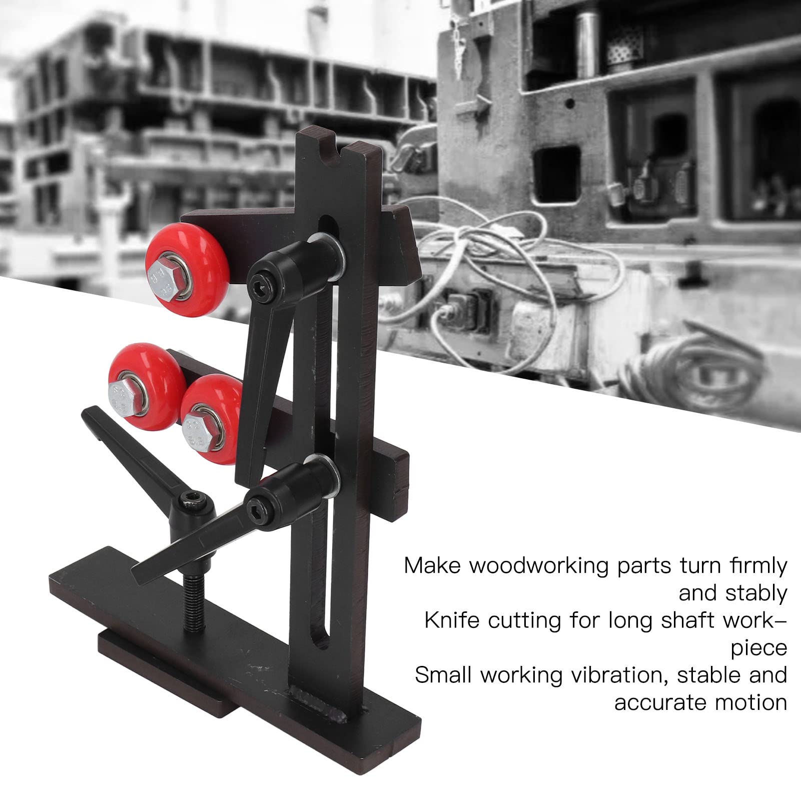 Wood Lathe Steady Rest - Heavy Duty Cast Iron L-Shaped Tool Support with 3 Adjustable Wheels for Woodturning | Industrial Woodworking Machine Accessory | Perfect for Bowl Turning, Spindle Work & Furniture Making
