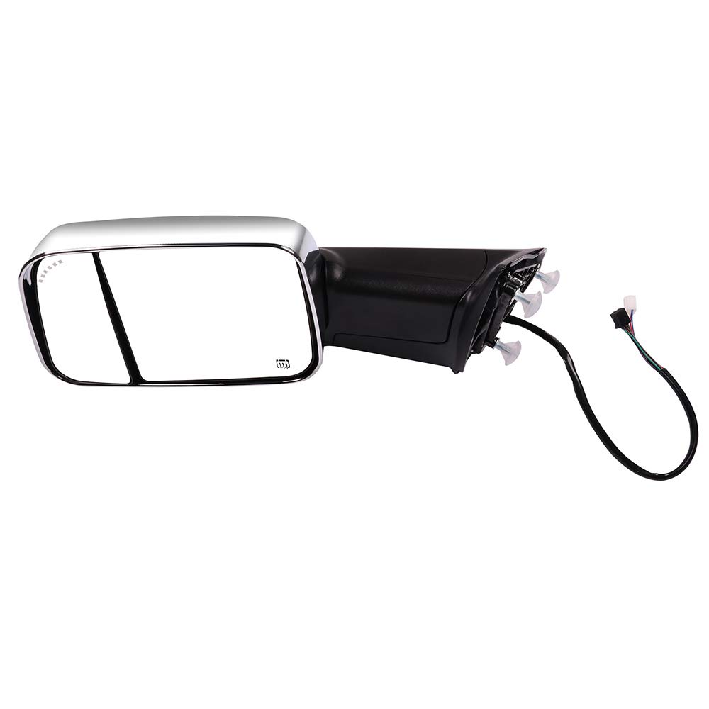 Aintier Power Heated Towing Mirrors for Dodge Ram 1500/2500/3500 (2010-2018) - LED Turn Signal, Puddle Light & Chrome Housing | Perfect for Towing, Camping & Off-Road Adventures