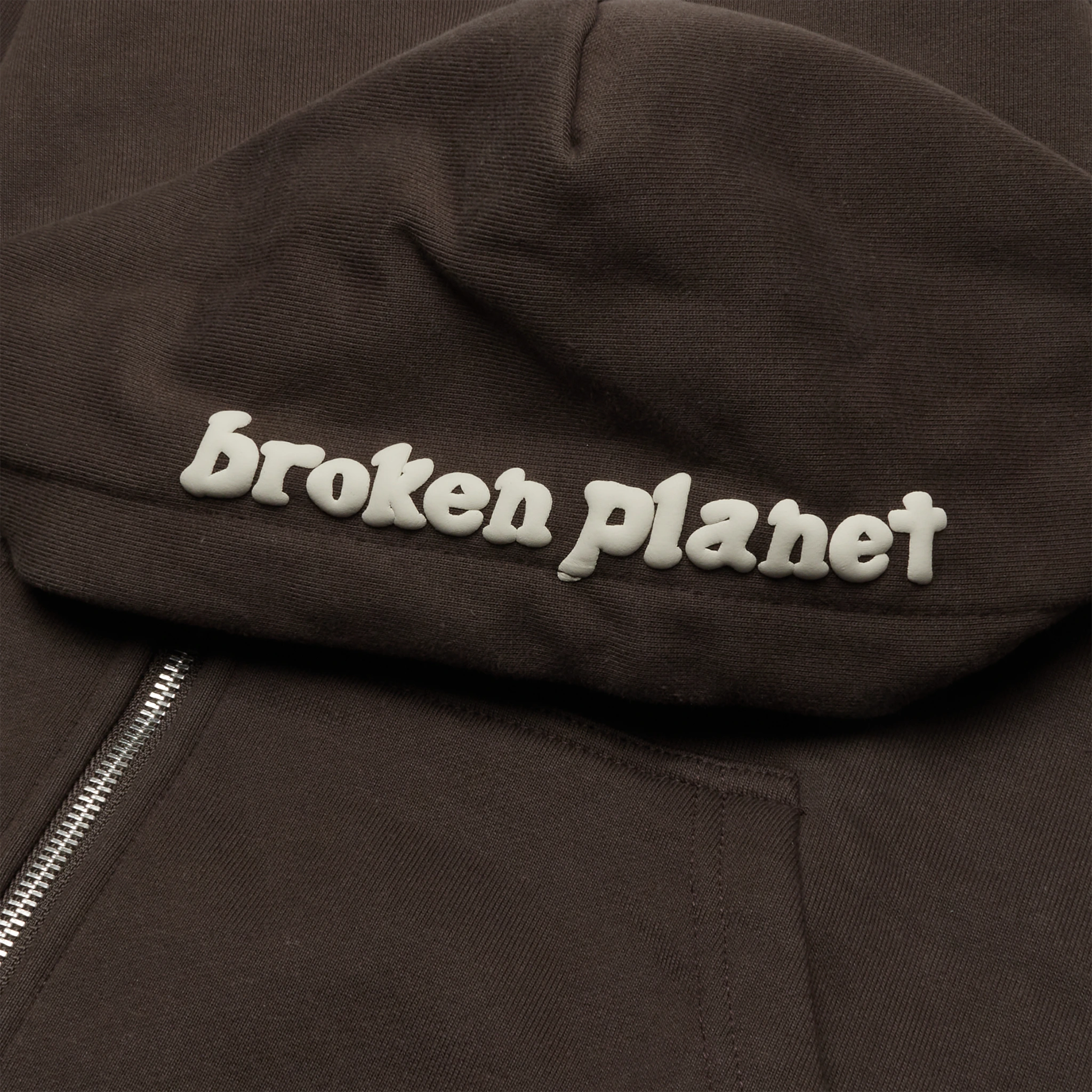 Broken Planet Outer Space Dark Brown Zip Up Hoodie for Men & Women | Stylish Streetwear Hooded Jacket for Casual Wear, Gym & Outdoor Activities