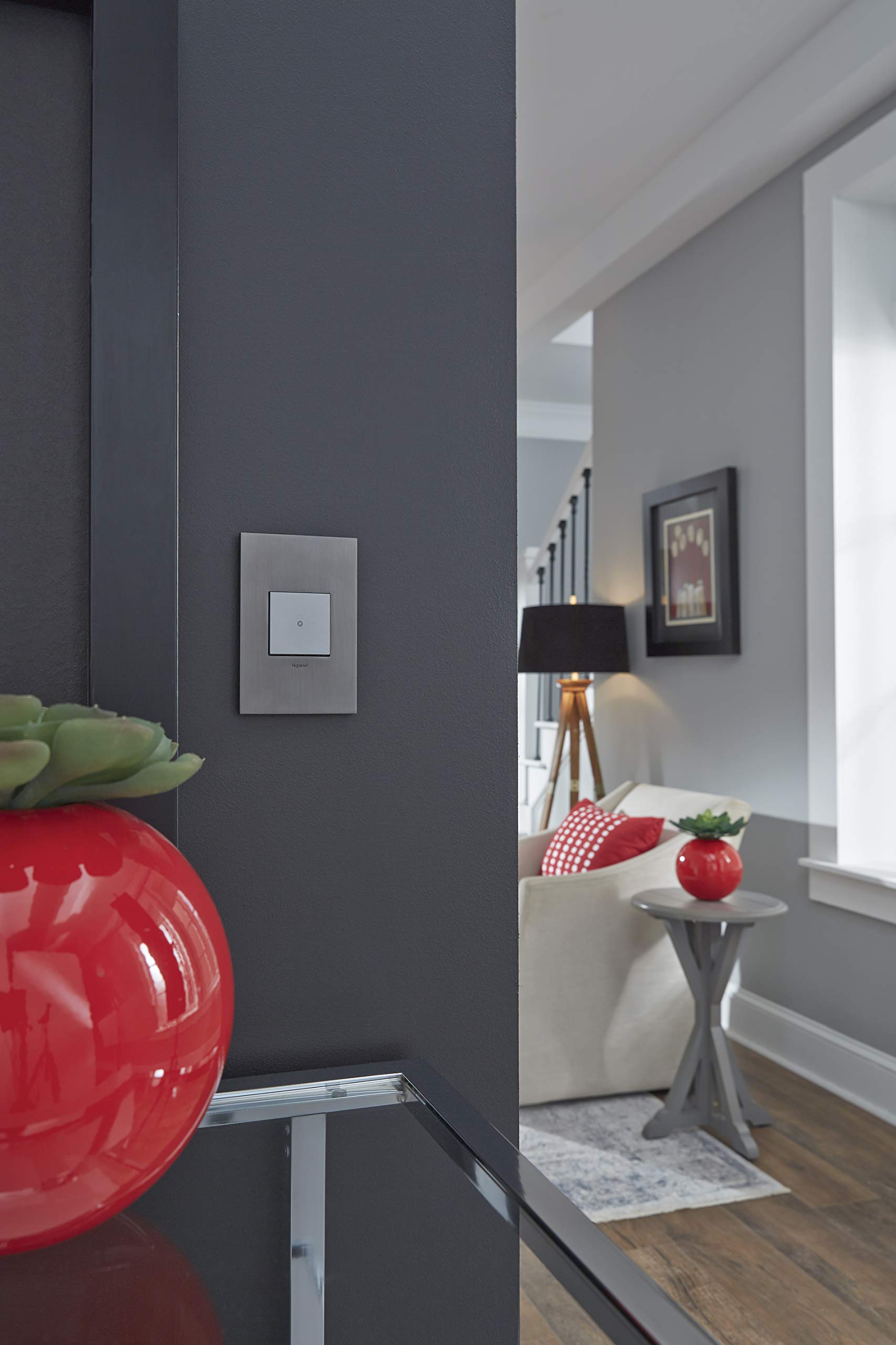Legrand Adorne 15A SoftTap Light Switch in Magnesium Finish - 4-Pack (ASTP1532M4-4PK) | Modern Touch Control for Home & Office Lighting