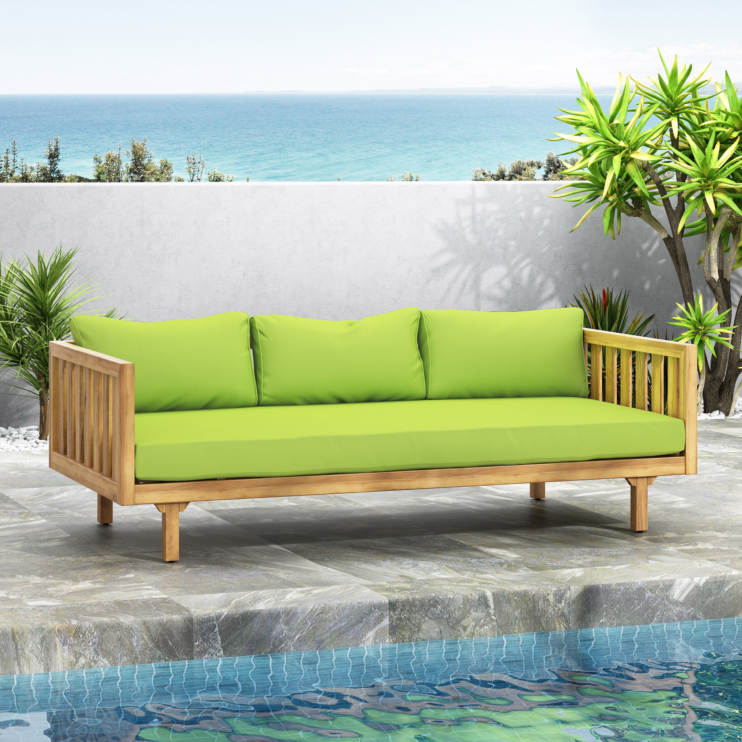 CLAREMONT 3-Seater Daybed - Modern Sofa Bed for Living Room, Guest Room & Patio - Comfortable Convertible Lounge Furniture for Small Spaces