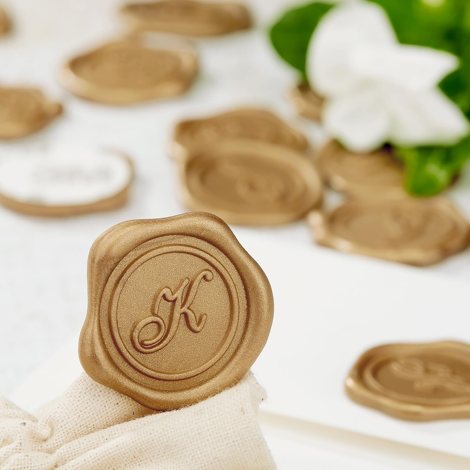 Gold Alphabet Wax Seal Stickers - 25 Pack Self-Adhesive Initial Letter K Wax Seals for Wedding Invitations, Envelopes, Stationery & DIY Scrapbooking - Elegant Decorative Seals for Letters, Cards & Gift Wrapping