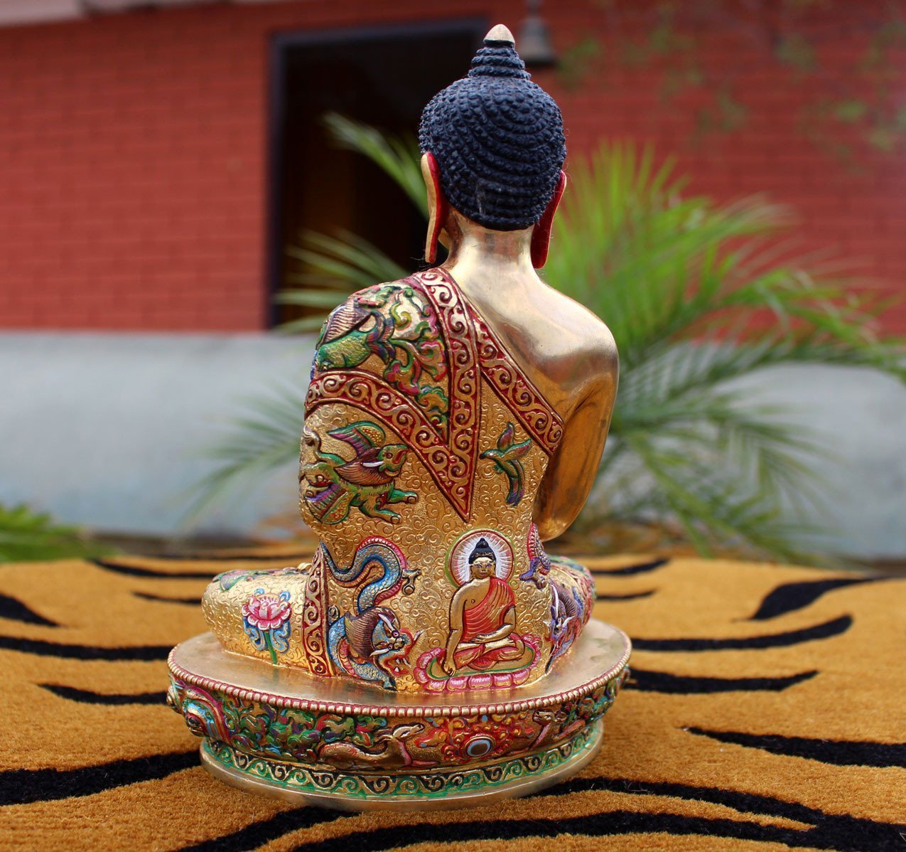 8 Inch Gold Plated Dragon Carved Shakyamuni Buddha Statue - Meditation Decor, Yoga Studio Altar, Asian Home Decor, Spiritual Gift