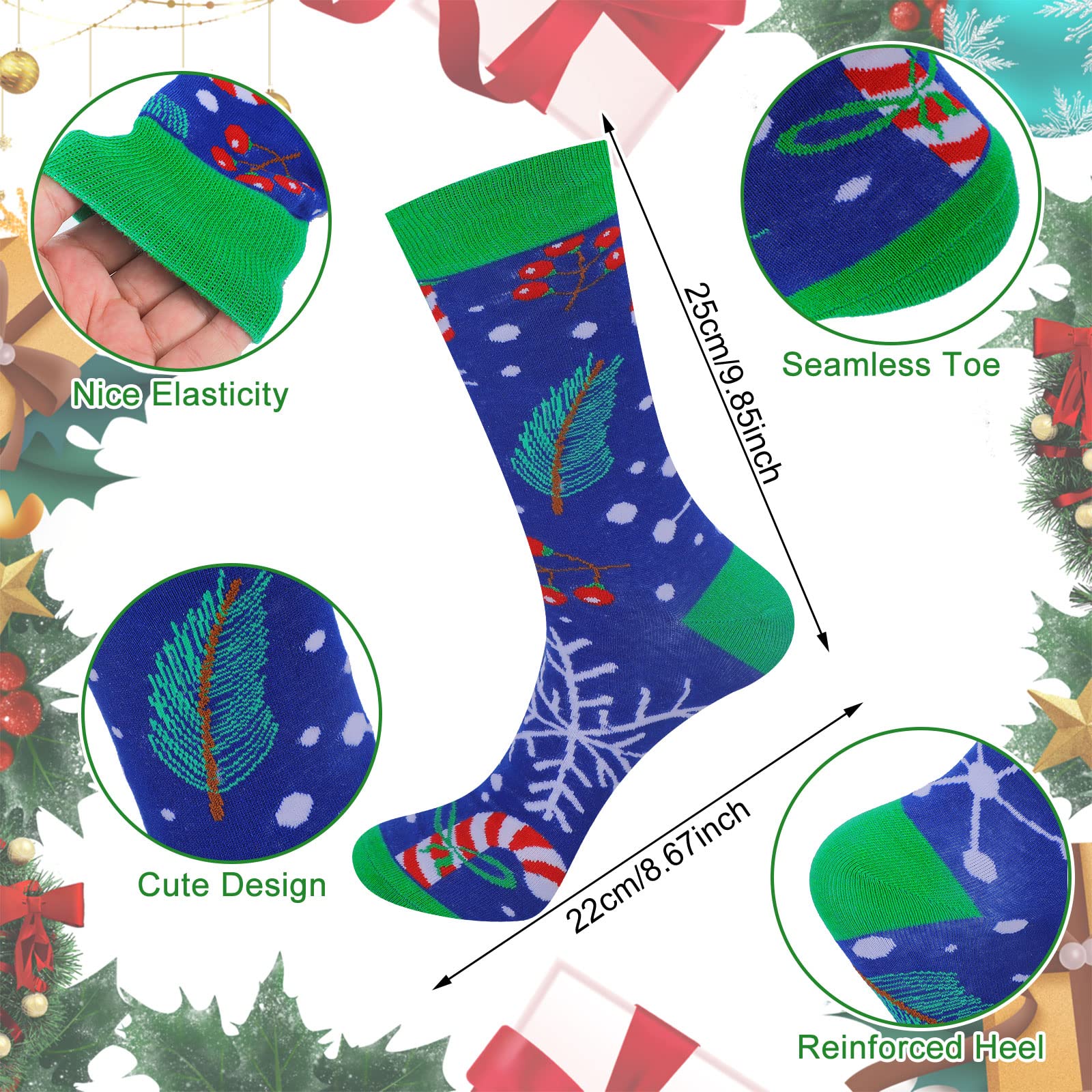 JaGely 24-Piece Christmas Light Up Hat Set - LED Knitted Beanie with Fun Crew Socks for Adults | Battery-Powered Holiday Accessories | Perfect for Christmas Parties, Gift Exchanges & Festive Celebrations
