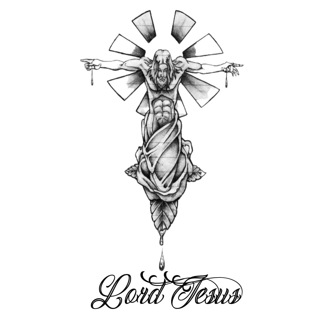Lord Jesus Black Temporary Tattoo for Men & Women - Waterproof Religious Body Art - Perfect for Church Events, Bible Studies & Christian Gatherings