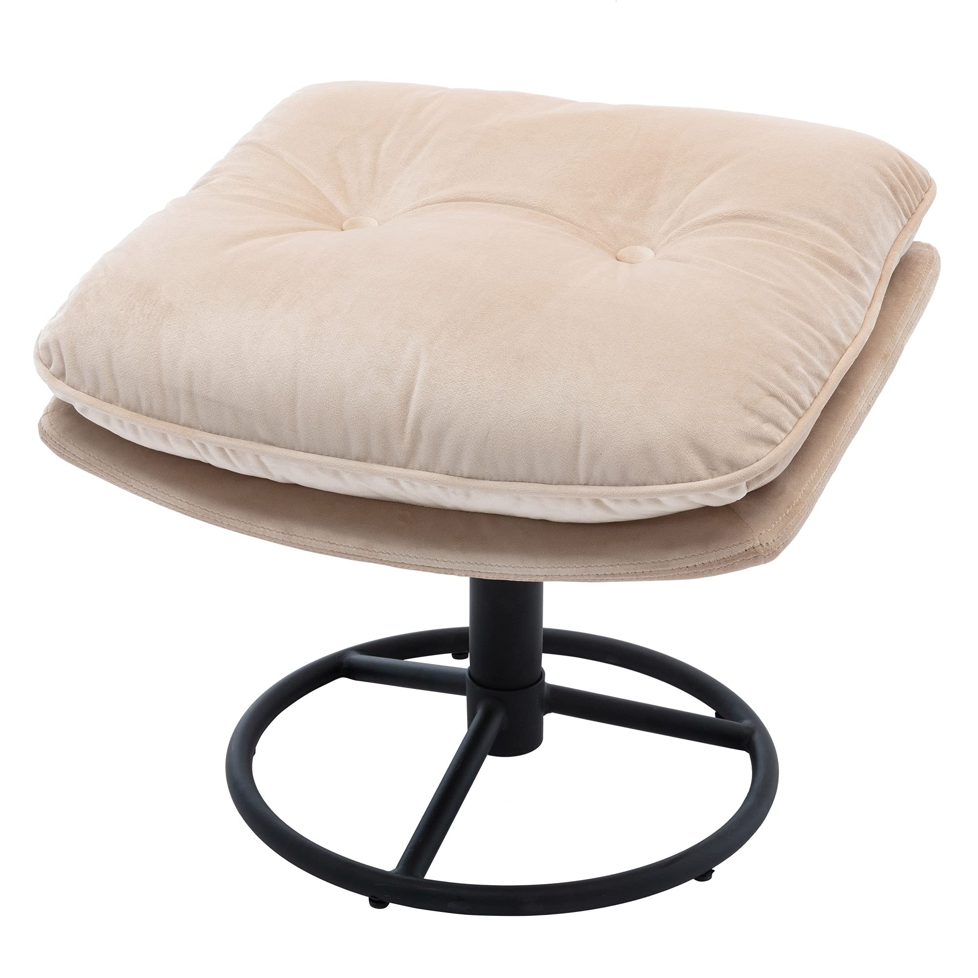 Velvet Swivel Accent Chair with Ottoman - Cozy Lounge Chair for Living Room, Bedroom & Reading Room - Modern Upholstered Lazy Sofa & Chase Lounger - Perfect for Relaxing, Watching TV & Reading (Beige)