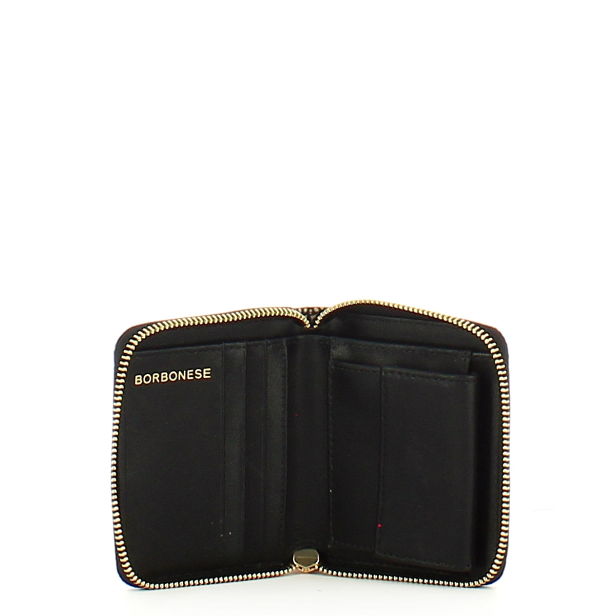 Borbonese RFID Blocking Medium Zip Around Wallet - Recycled Nylon OP Naturale Nero - Secure Travel & Everyday Use