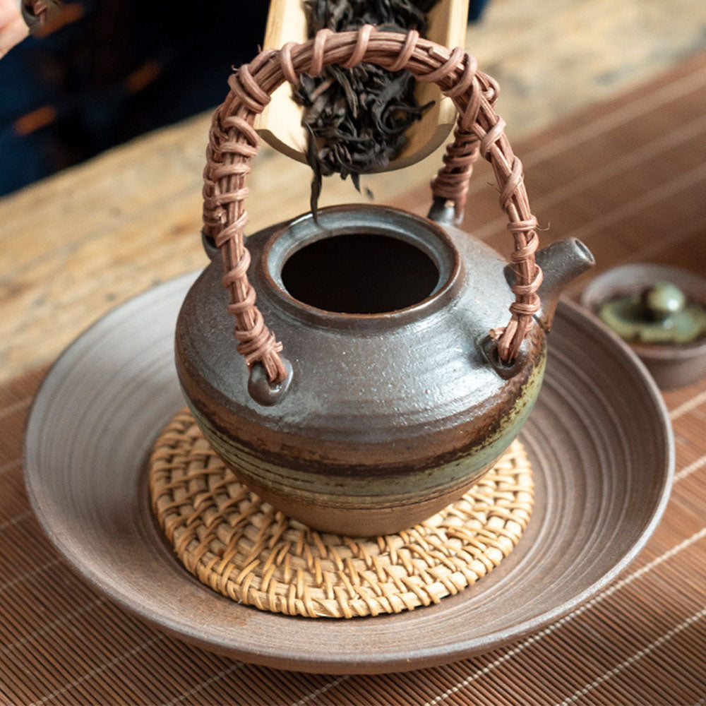 Premium Japanese Chai Kiln Bamboo Handle Teapot - Authentic Ceramic Tea Pot for Loose Leaf Tea, Matcha & Herbal Infusions - Perfect for Home, Office & Tea Ceremonies