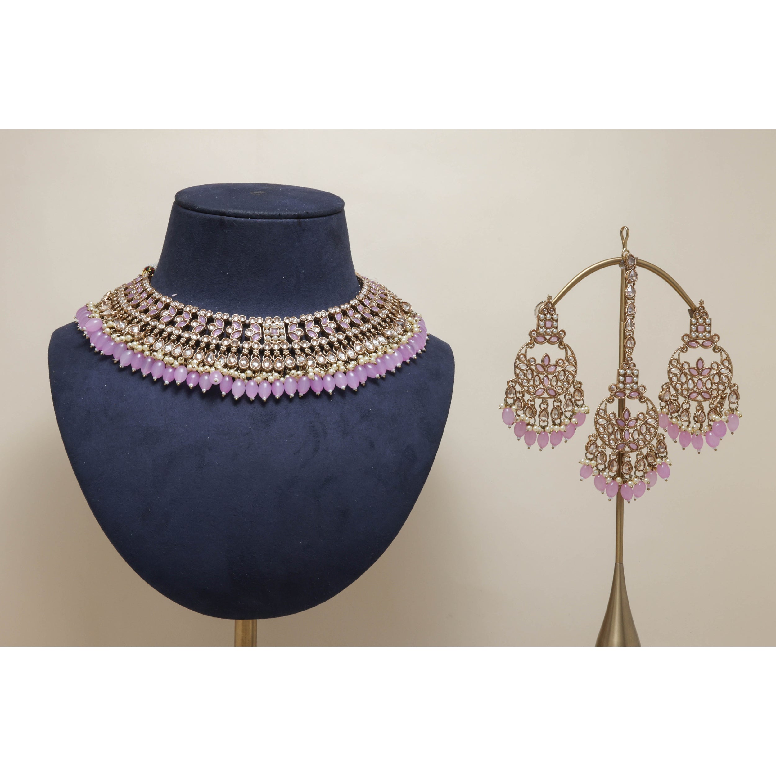 AAROHI POLKI Full Set Jewelry - Traditional Indian Kundan Necklace, Earrings & Bangles Set for Weddings, Parties & Festive Occasions