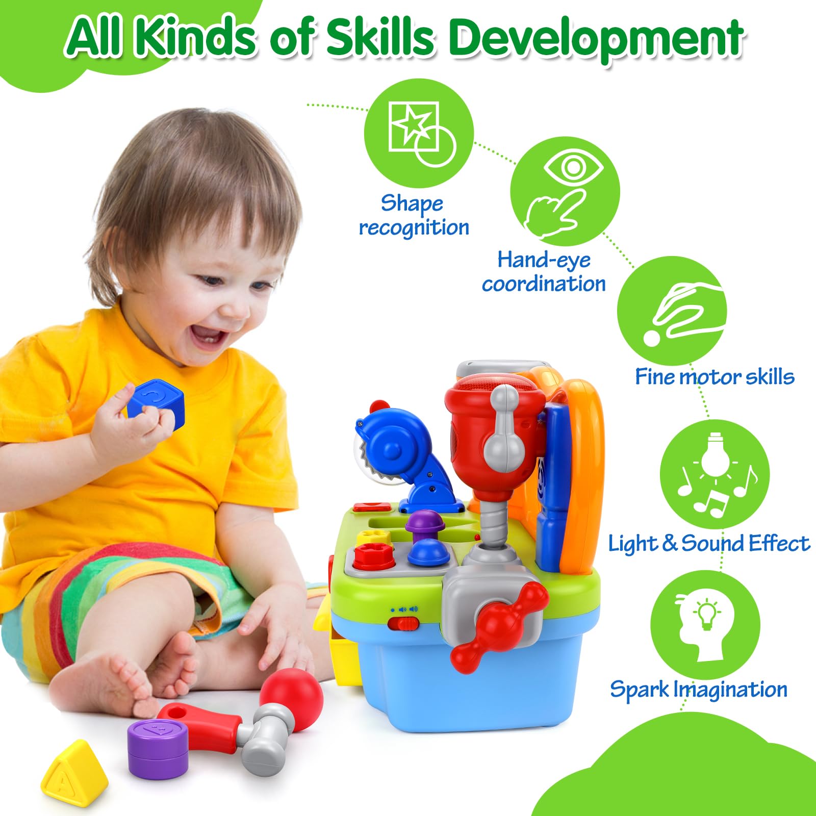 Best Musical Learning Workbench Toy for 1 Year Old Boys - Toddler Educational Toys with Sound & Lights for Ages 12-24 Months - Perfect Birthday Gift & Engineer Pretend Play for Early Learning (Ideal for Playtime, STEM Development & Interactive Fun)