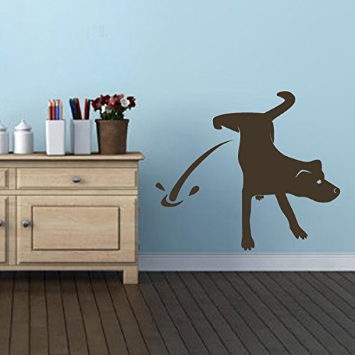 Naughty Dog Pissing Wall Decal - Funny Dog Wall Sticker Vinyl Animal Decor for Nursery, Kids Room & Home - Waterproof Removable Wall Art in Dark Brown - Perfect for Pet Lovers & Unique Home Decor