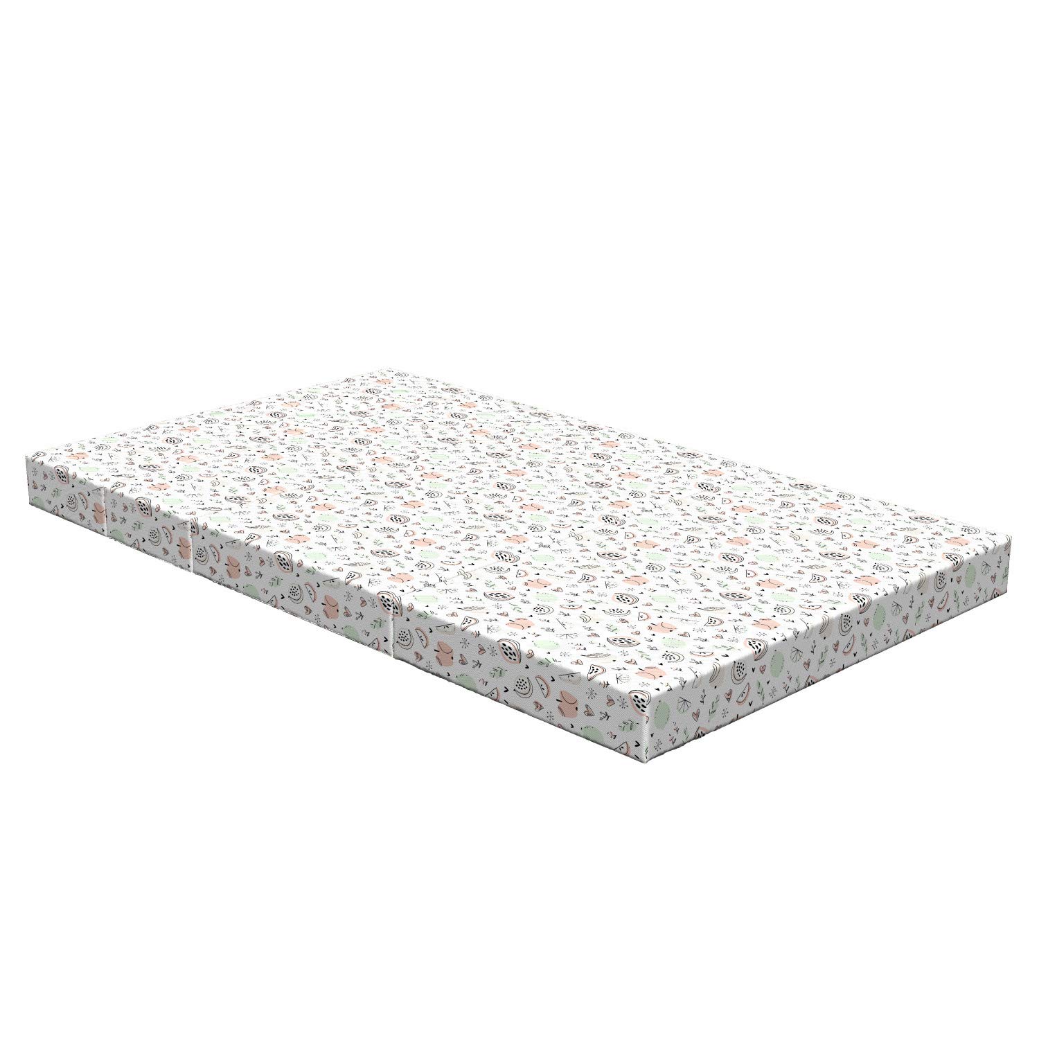 Ambesonne Fruit Print Foldable Mattress - Soft Toned Apples & Lemons Design, 78.7