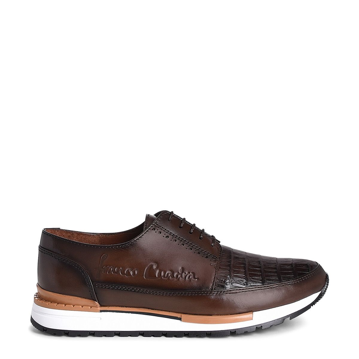 127CWTS Cuadra Chocolate Casual Fashion Caiman Derby Sneakers for Men - Stylish & Comfortable Men's Shoes for Everyday Wear, Office, and Casual Outings