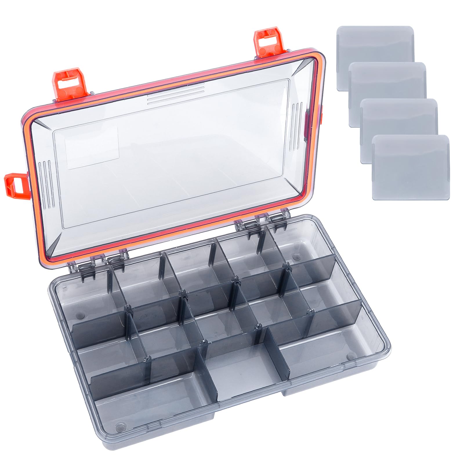 UCEC 3600 Tackle Box Organizer - Waterproof Plastic Fishing Storage with 12 Adjustable Dividers | Portable Lure & Bait Organizer for Freshwater & Saltwater Fishing | Ideal for Boat, Shore & Ice Fishing Trips