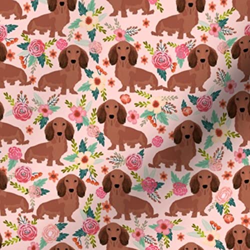 Dachshund Floral Printed Minky Fabric - Cute Wiener Dog Design for Sewing, Baby Blankets, Quilting & Plush Projects - Perfect for DIY Wedding Decor, Nursery & Home Decor