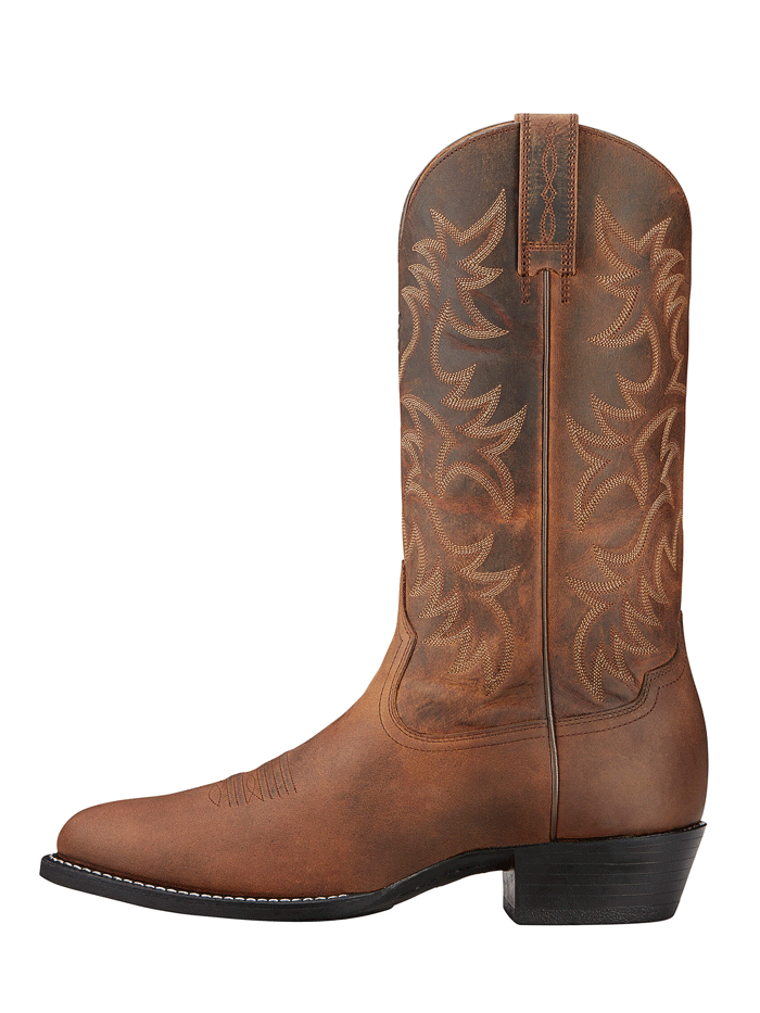 Ariat Men's Heritage R Toe Western Boots - Distressed Brown Leather Cowboy Boots for Riding, Work & Country Style Fashion