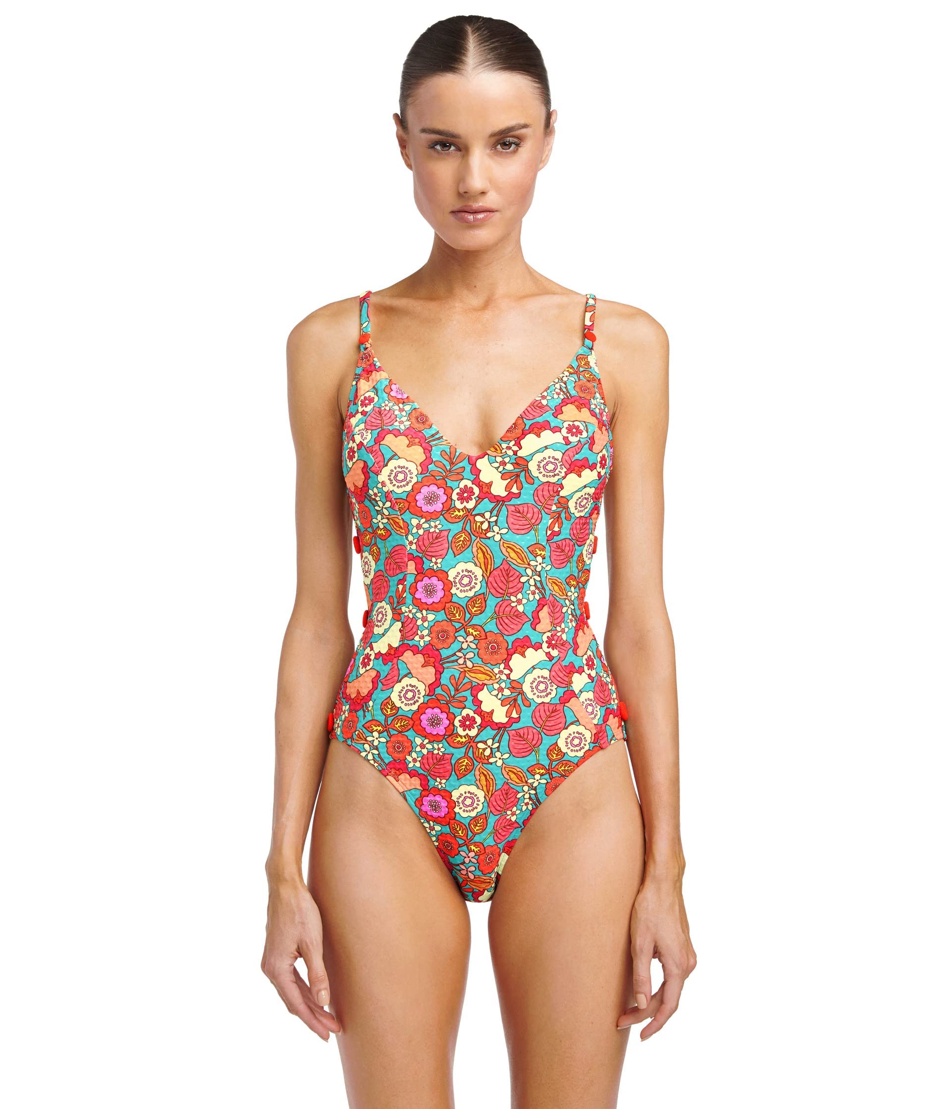 Robin Piccone Women's Bibi Side Cutout One-Piece Swimsuit - Sexy High-Cut Bathing Suit for Beach, Pool & Summer Vacations