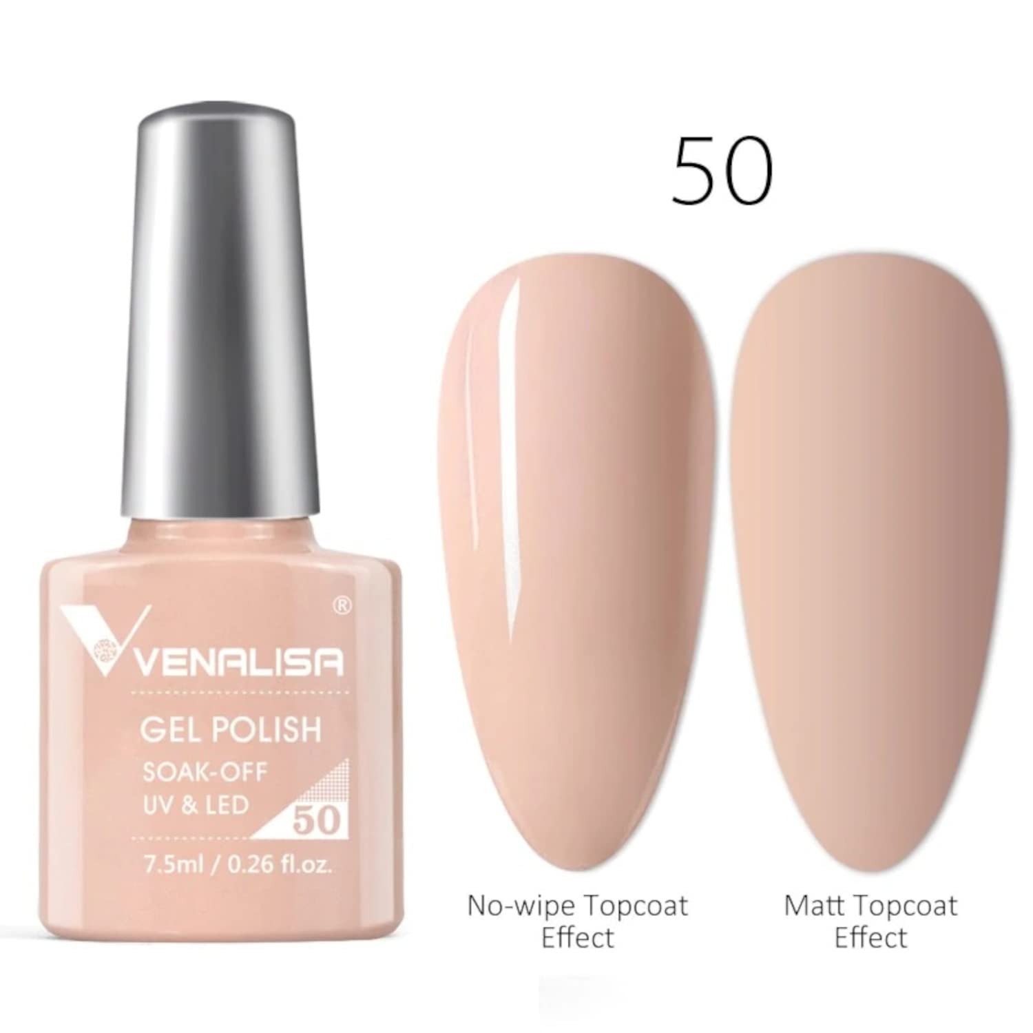 VENALISA #50 Gel Nail Polish 7.5ml - Soak Off UV LED Nail Gel for Manicure & Nail Art - Salon Quality Gel Polish Requires UV Light to Cure - Perfect for Home Nail Care & Professional Salon Use
