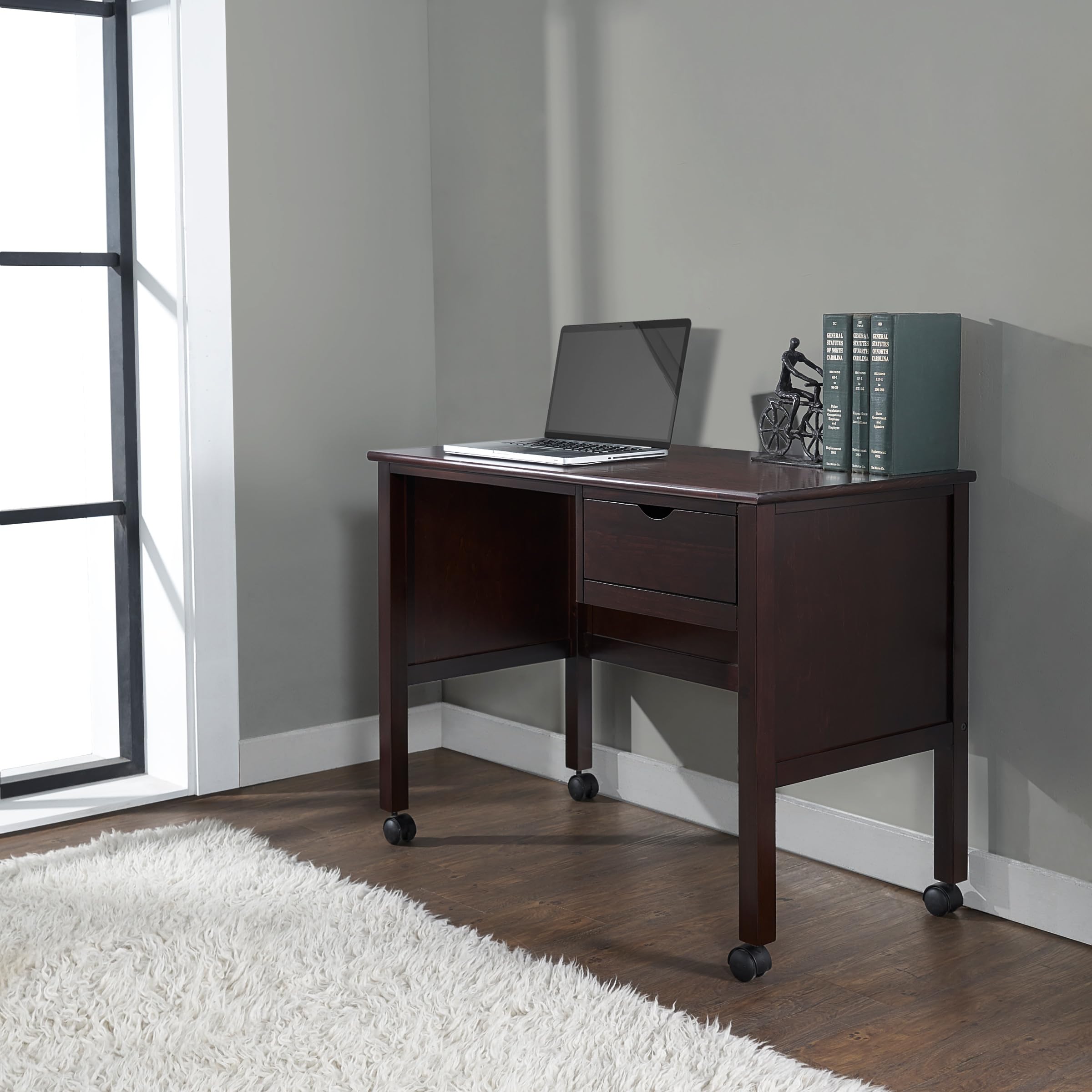 Hillsdale Schoolhouse 4.0 Wooden 1-Drawer Desk in Chocolate - Perfect for Home Office, Study Room & Dormitory Workspace