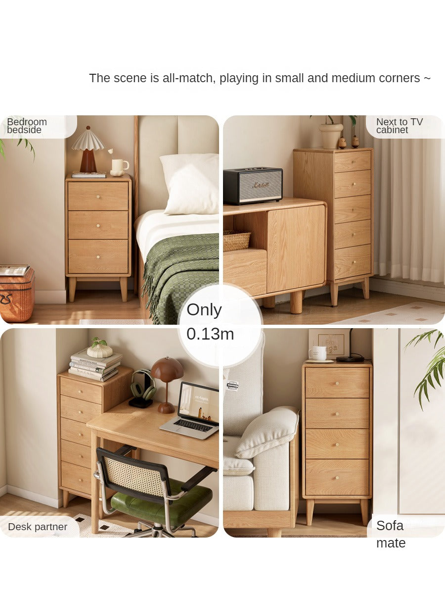 Solid Oak & Beech Wood Chest of Drawers - 5-Drawer Storage Cabinet with Multi-Functional Design for Bedroom, Living Room, and Office Organization
