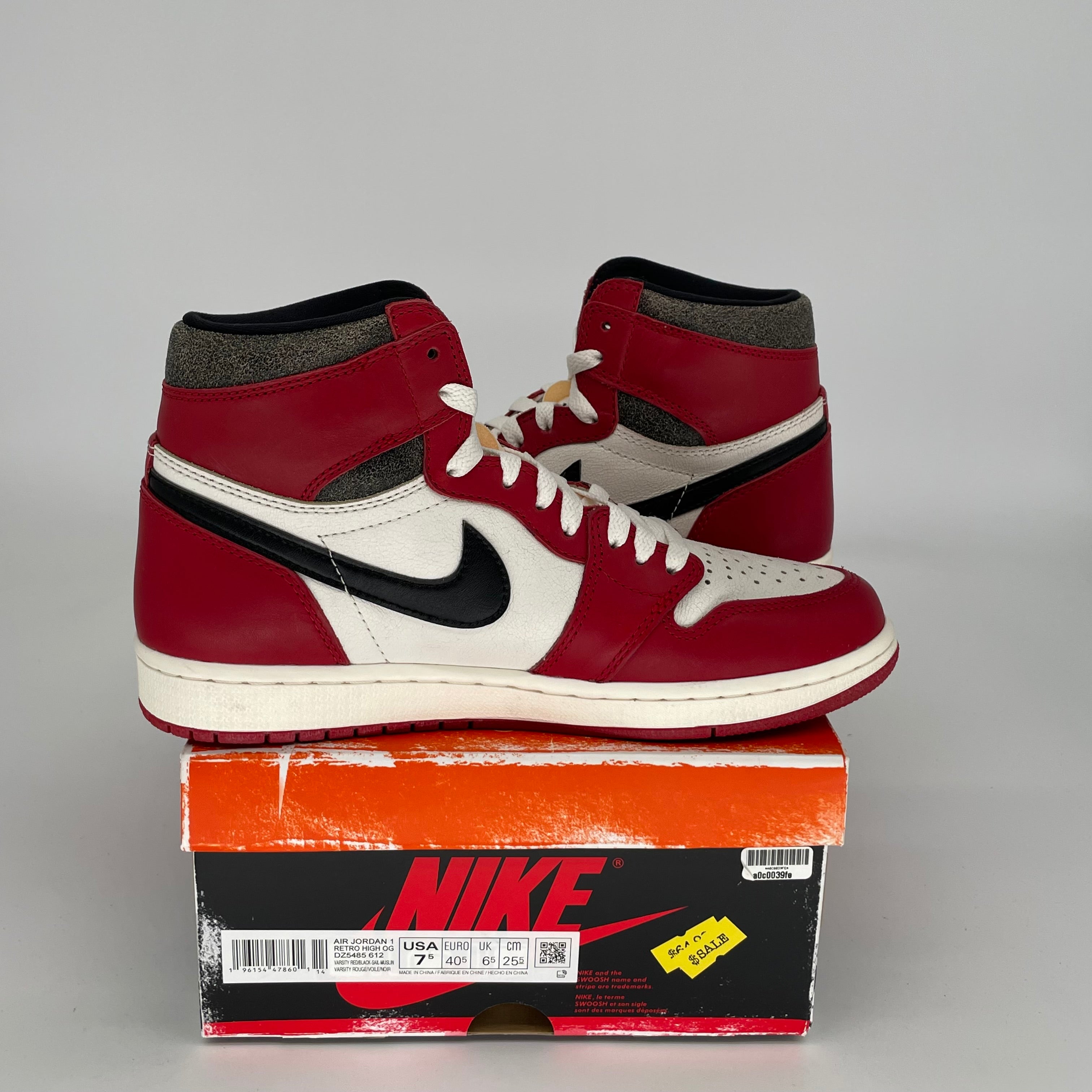 Air Jordan 1 Lost and Found Sneakers - Size 7.5 Men's (DZ5485-612) | Retro Basketball Shoes for Casual Wear & Street Style