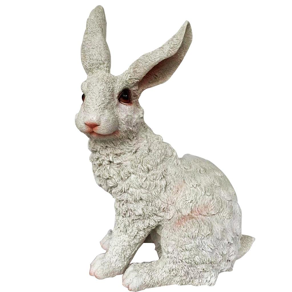 FLAMEER Resin Rabbit Garden Statue - Realistic Bunny Animal Figurine for Outdoor Decor, Park Ornament, Kids Toy - White - Perfect for Easter Decorations, Garden Accents & Children's Play Areas