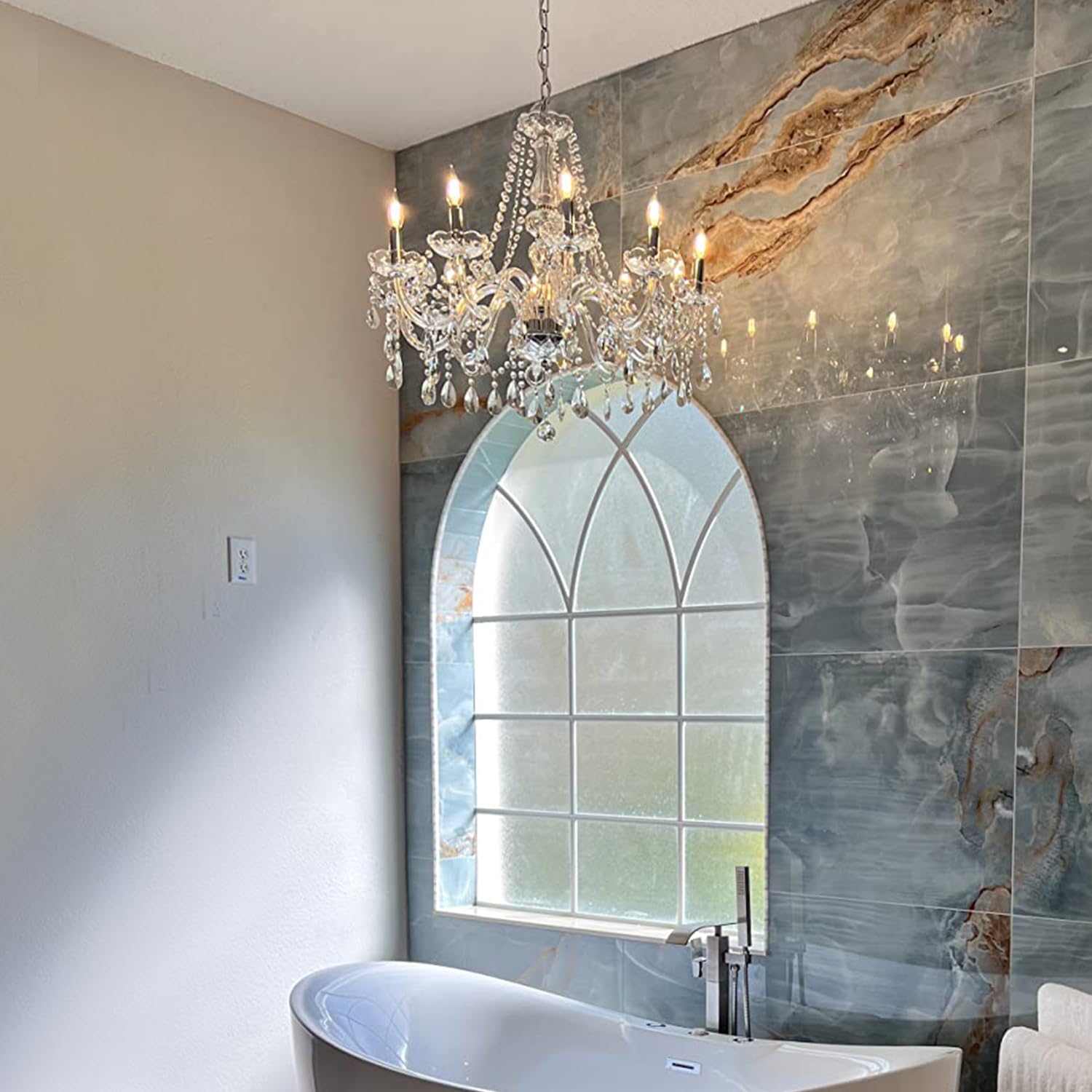 CRYSTOP Modern 8-Light Crystal Chandelier - 31.5
