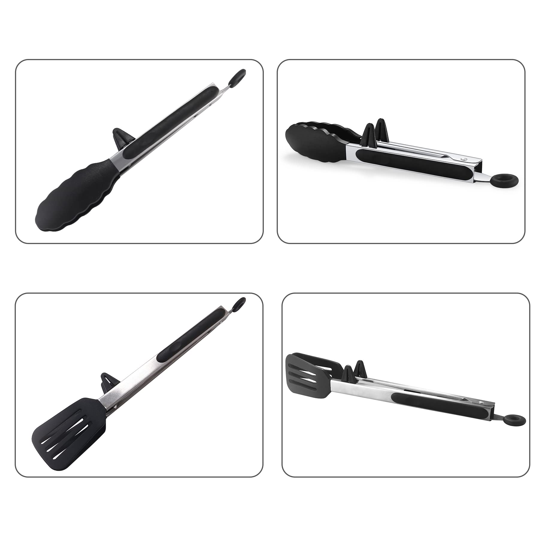 Premium Stainless Steel Kitchen Tongs Set - 2 Pack (9