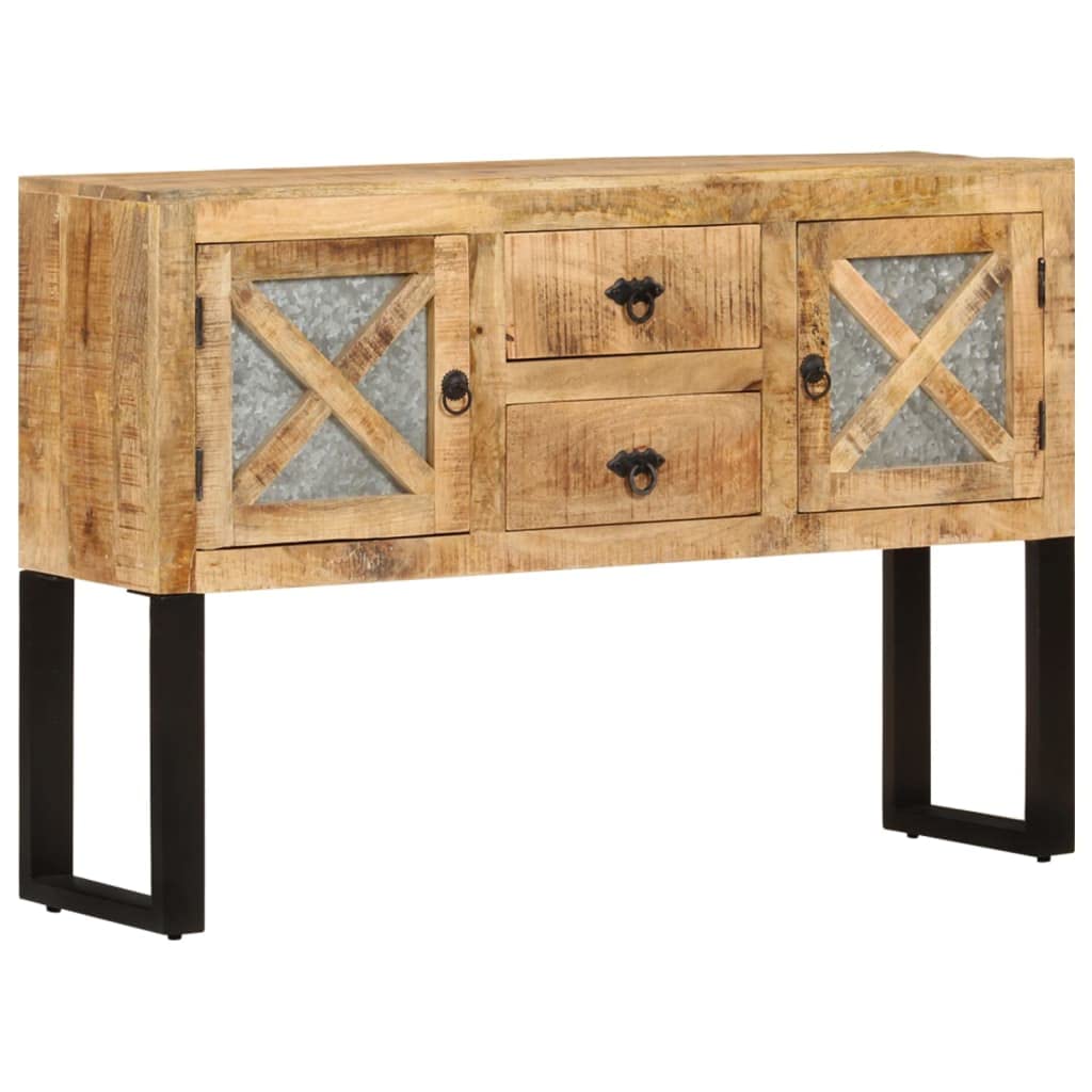 Solid Mango Wood Sideboard Cabinet - 2 Doors & 2 Drawers Storage Buffet for Kitchen, Living Room, Bedroom - Free Standing Accent Furniture (43.3