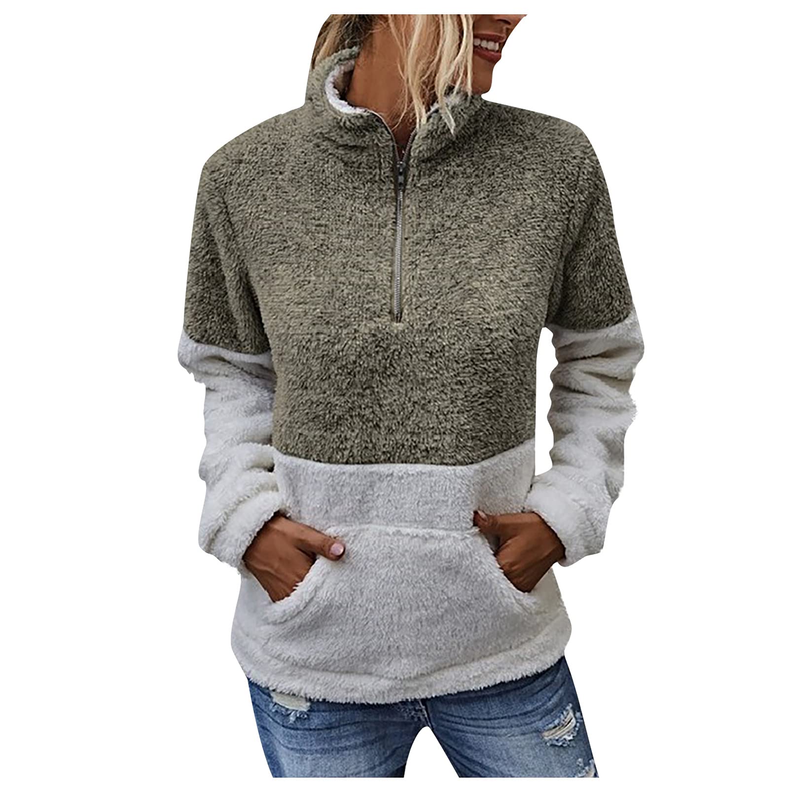 Women's Casual Long Sleeve Wool Hoodie with Zipper & Pockets - Warm Winter Pullover Sweater for Outdoor Activities, Travel & Daily Wear