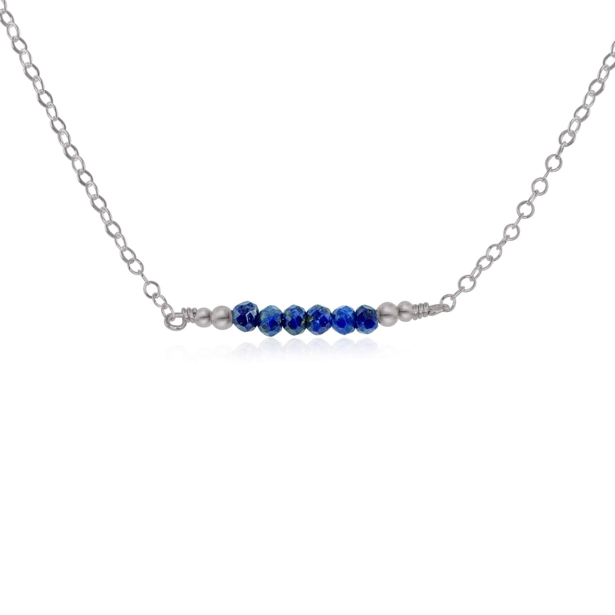 Sparkling Blue Lapis Lazuli Faceted Bead Bar Necklace for Women - Handmade Gemstone Jewelry for Gifts, Meditation & Boho Fashion