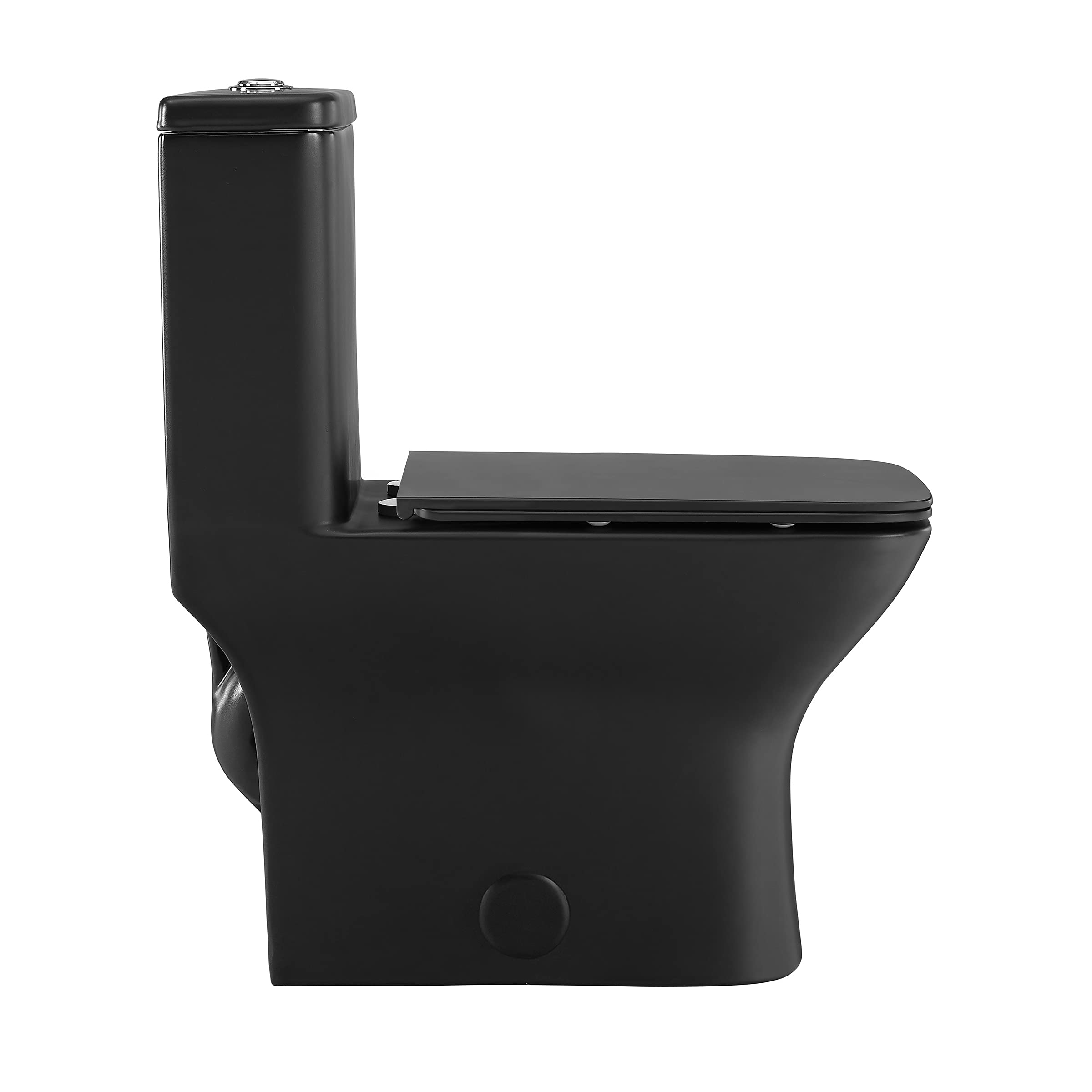 Swiss Madison SM-1T256 Carre Modern One-Piece Toilet - Square Dual Flush 1.1/1.6 GPF Water Efficient - Matte Black Bathroom Toilet for Contemporary Homes & Luxury Apartments