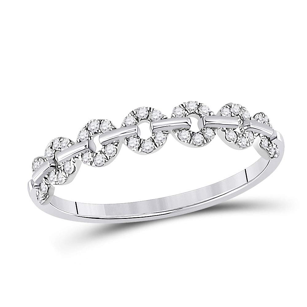 14Kt White Gold Women's Round Diamond Stackable Band Ring - 1/6 Cttw, Elegant Wedding, Anniversary & Everyday Jewelry for Her