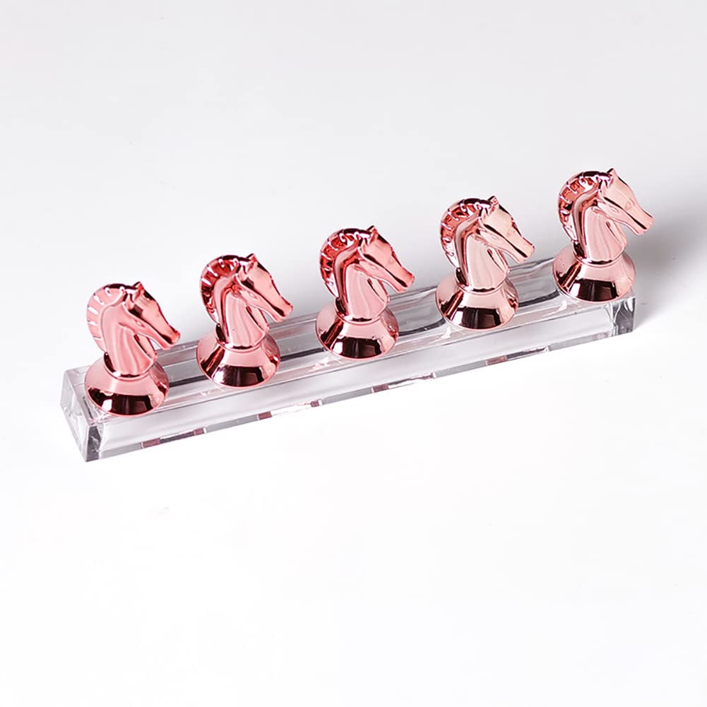 Horse Head Nail Art Stand - 3 Sets with Clay for Salon & DIY Manicure